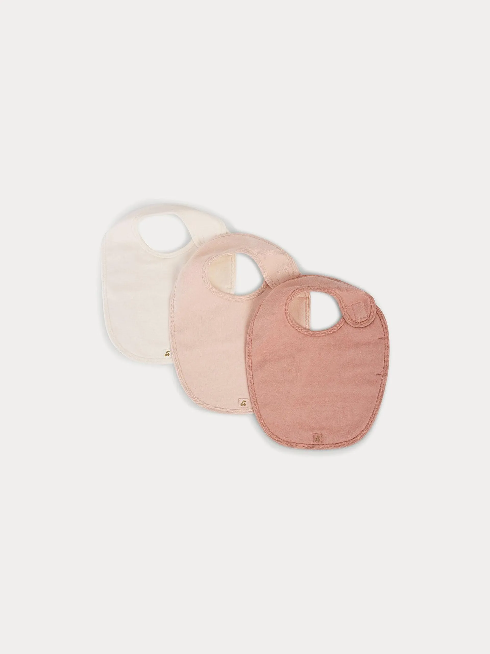 Lot de 3 bavoirs en coton bébé rose pâle