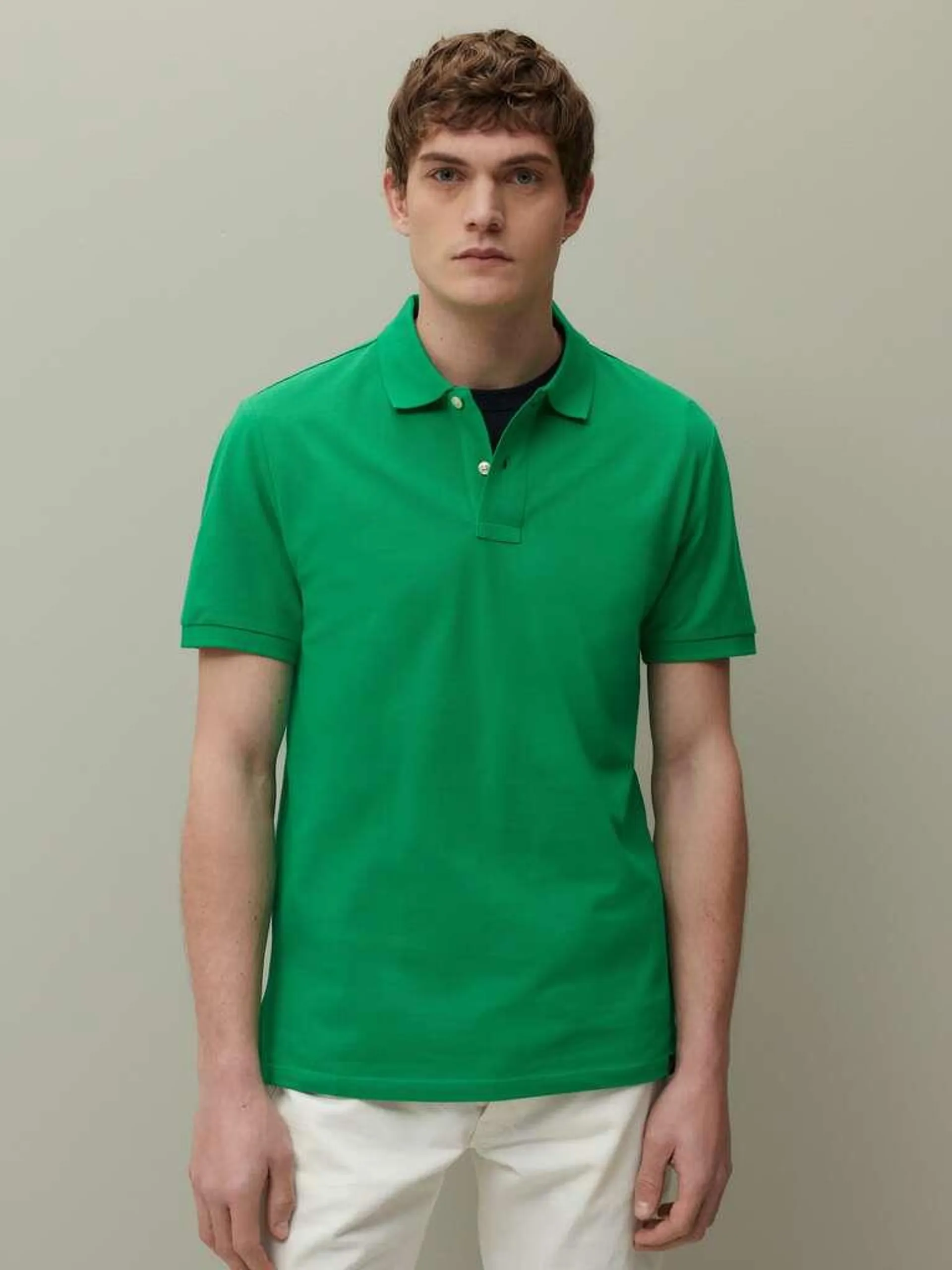 Supima cotton pique polo shirt Vert émeraude