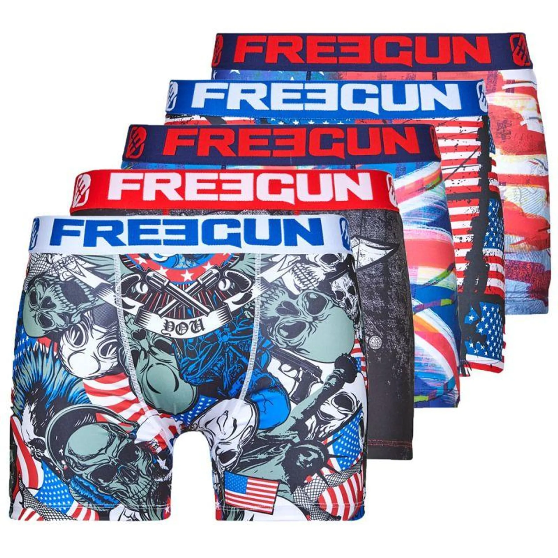 Lot de 5 Boxers Freegun homme drapeaux