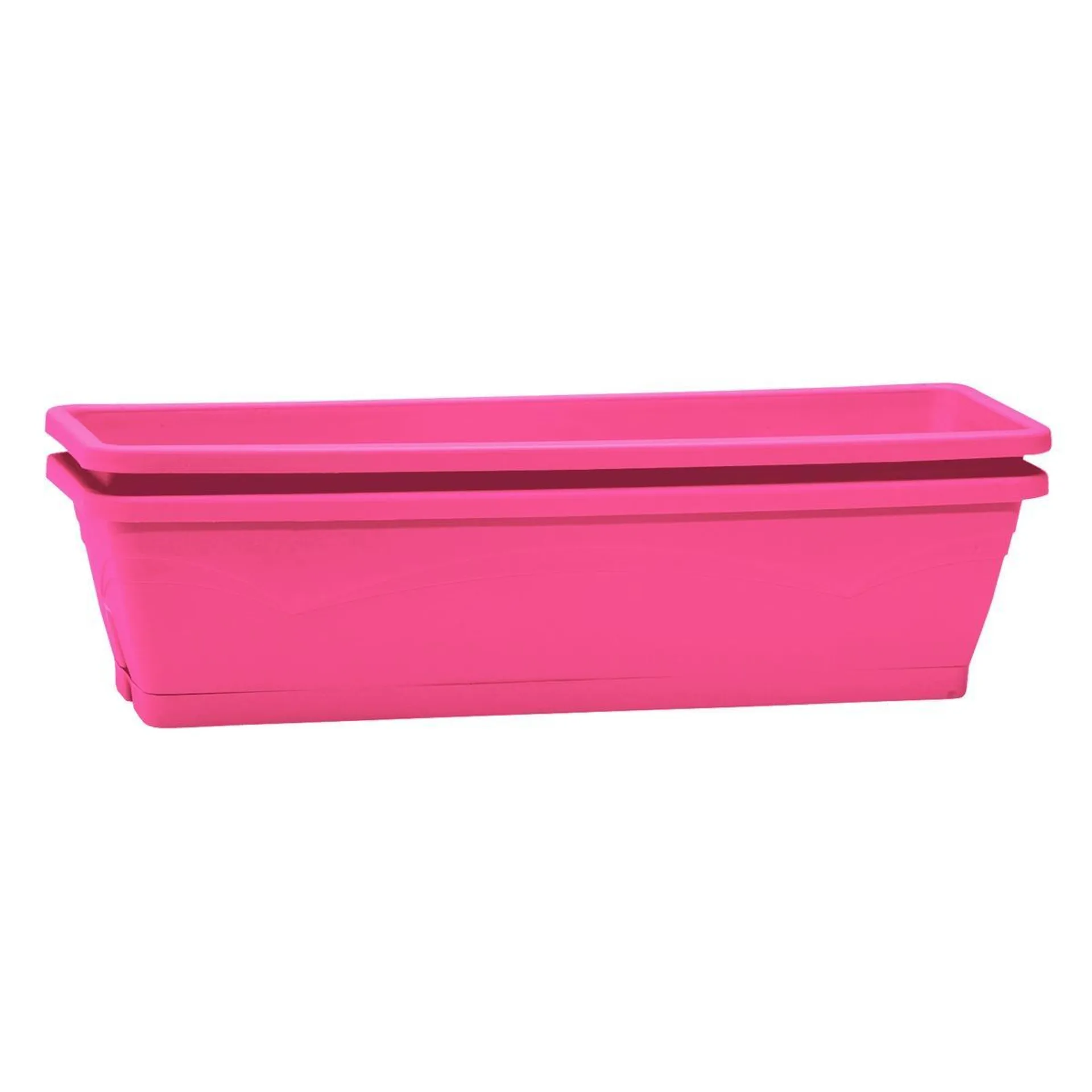 Lot de 2 jardinières + soucoupes - 50 x 15 x 12 cm - Rose