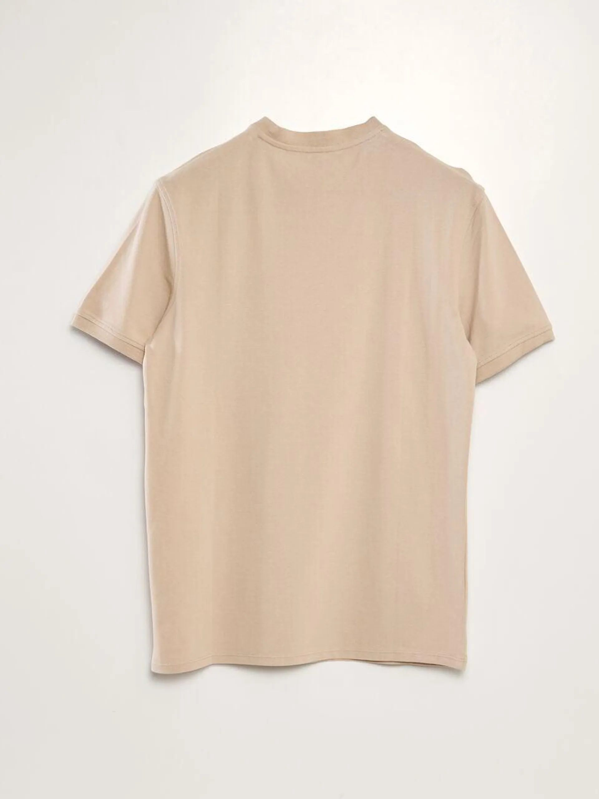 Polo de piqué de algodón liso - BEIGE