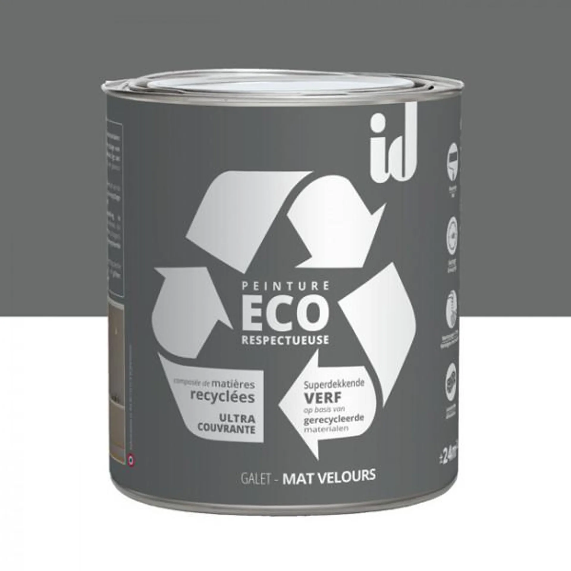 Peinture Eco responsable à base de matières recyclées gris galet mat-velours 2L