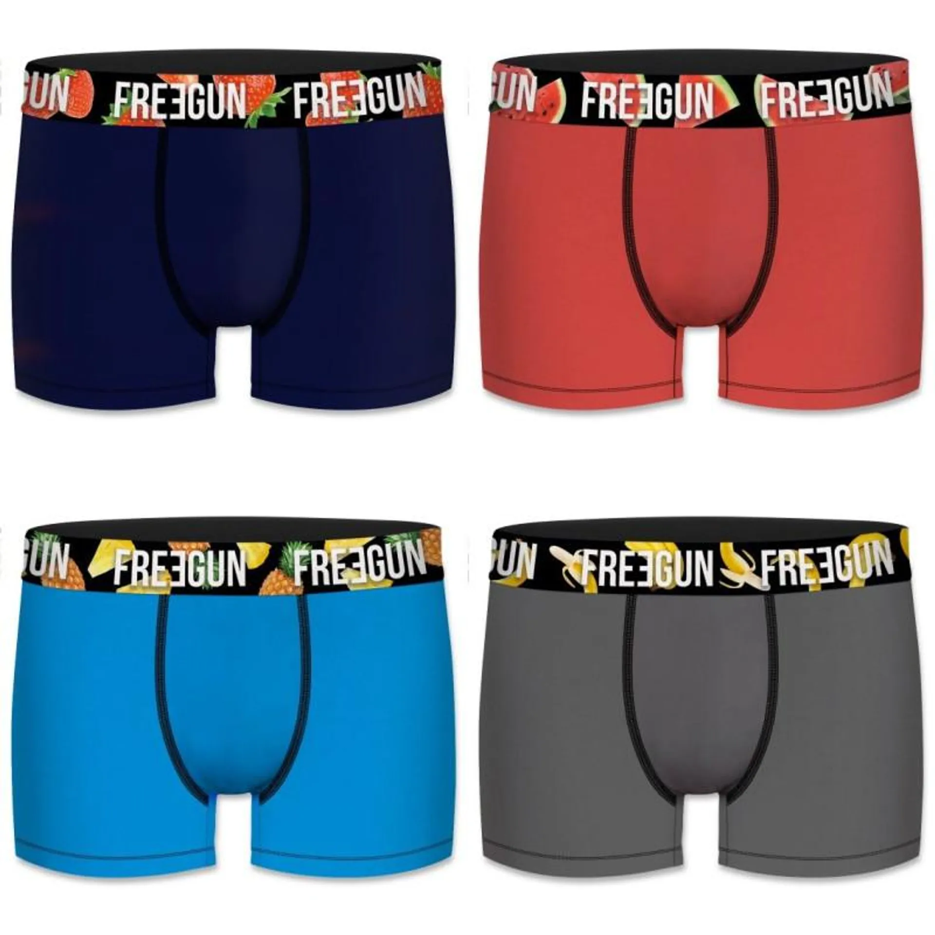 Lot de 4 Boxers Freegun homme Coton Bio Multicolore