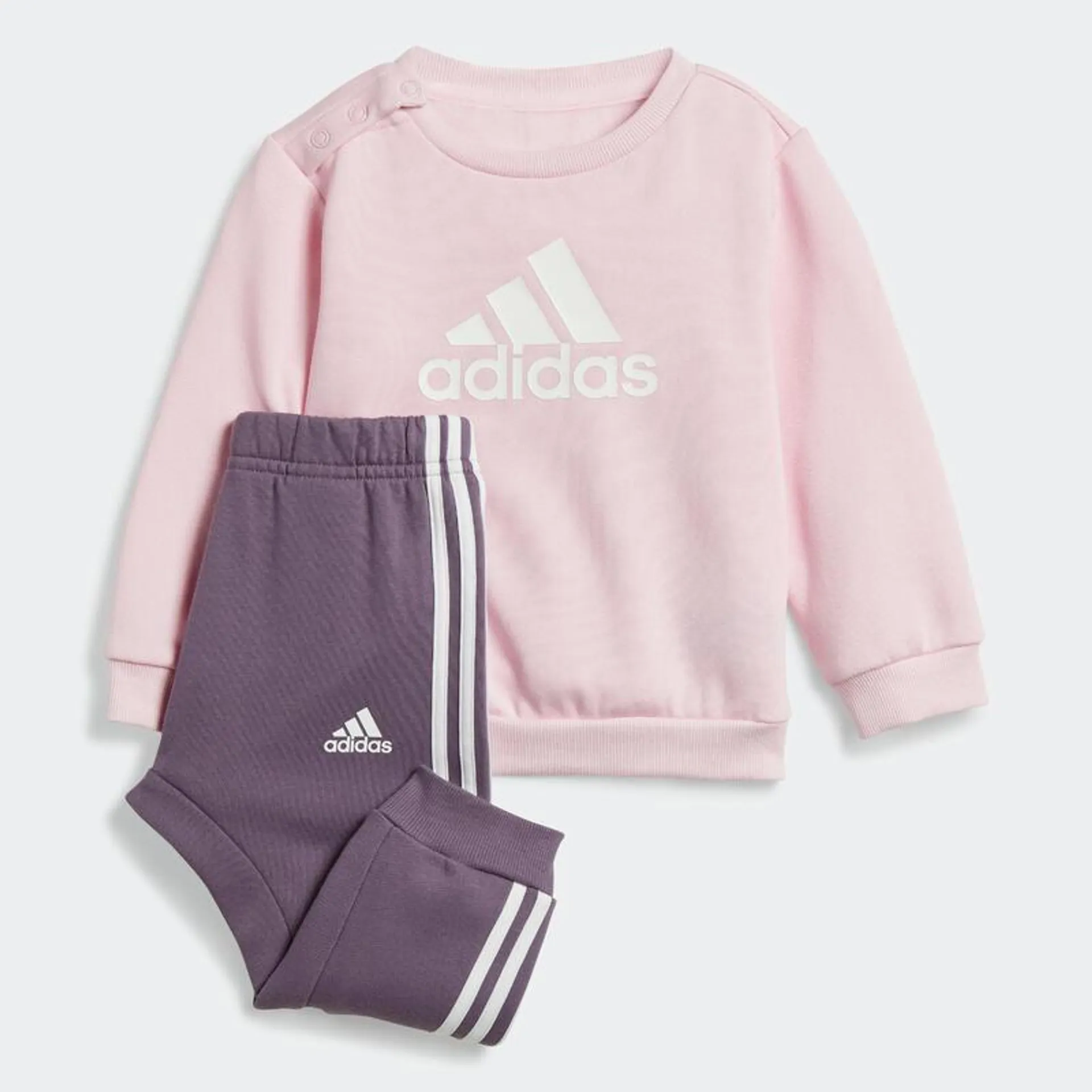 Tuta ADIDAS bambino ginnastica misto cotone felpato rosa da 1 a 5/6 anni