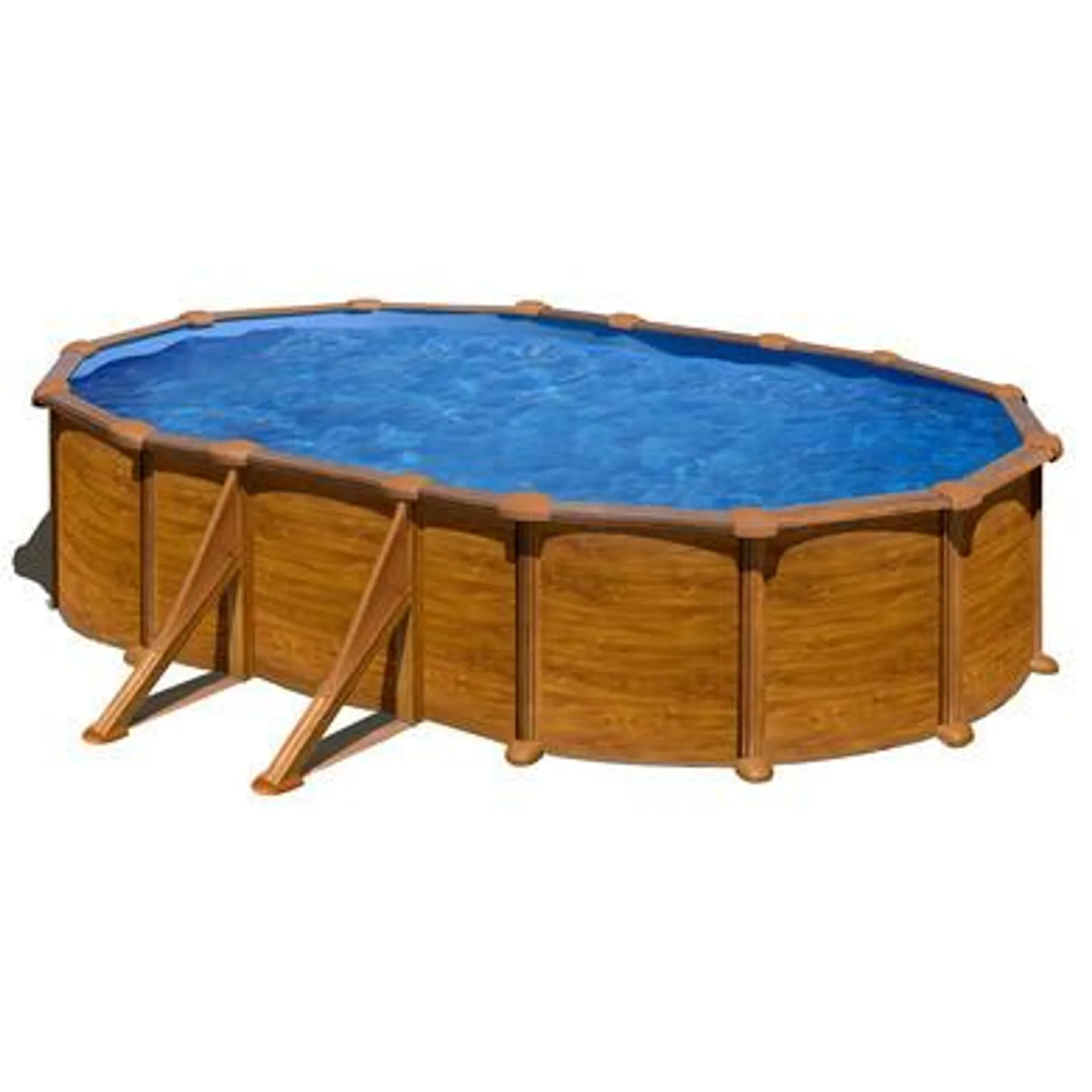 Piscine Acier décor bois 527x327x122+ Bâche bulles et Bâche hivernage