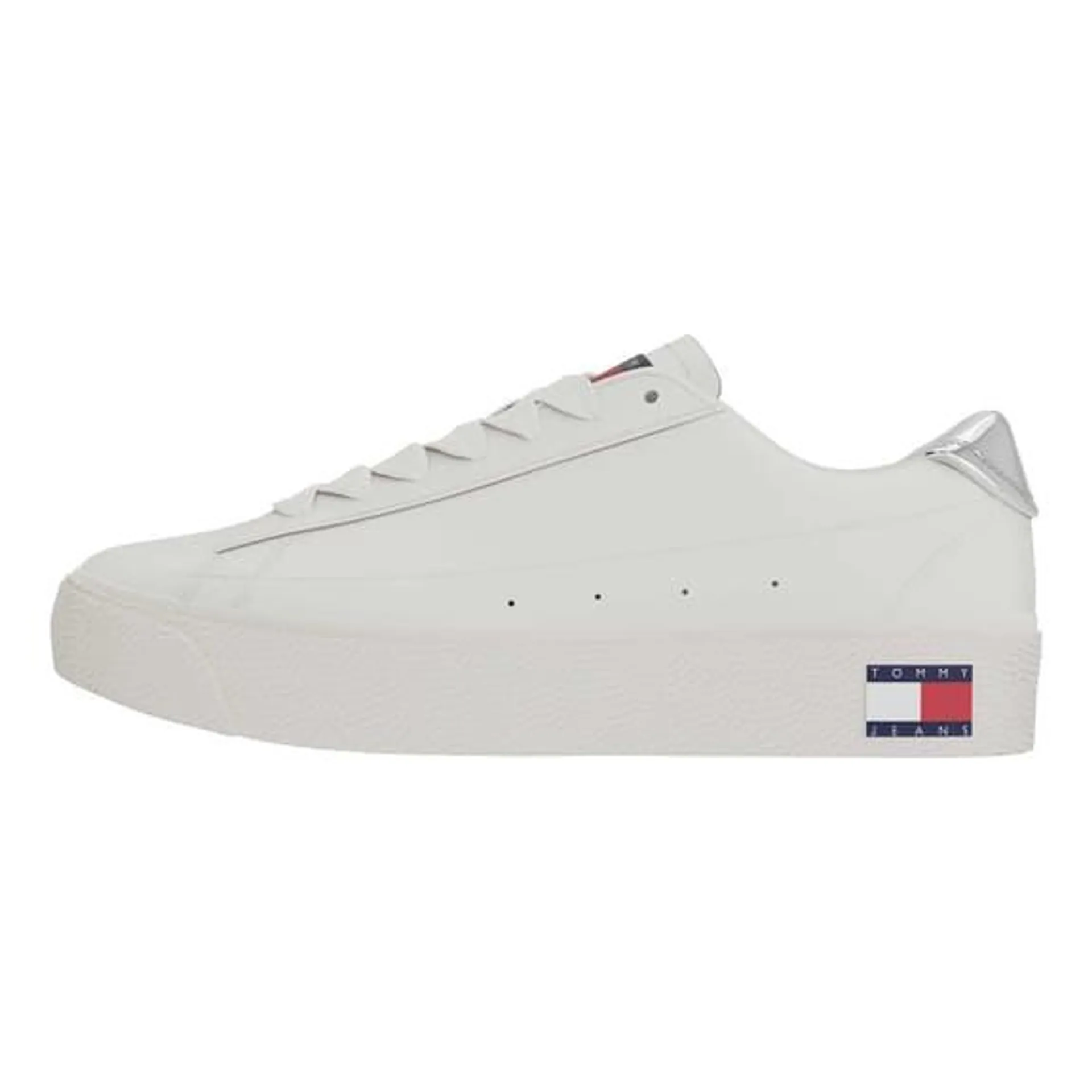 Chaussures Tommy Jeans Vulcanized Leather Plataform blanc argenté femme