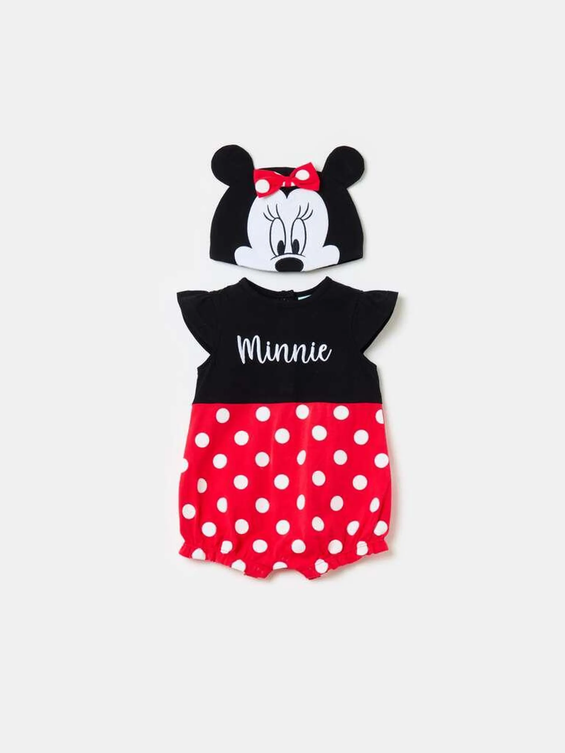 Minnie Mouse bodysuit and hat set Noir/blanc/rouge