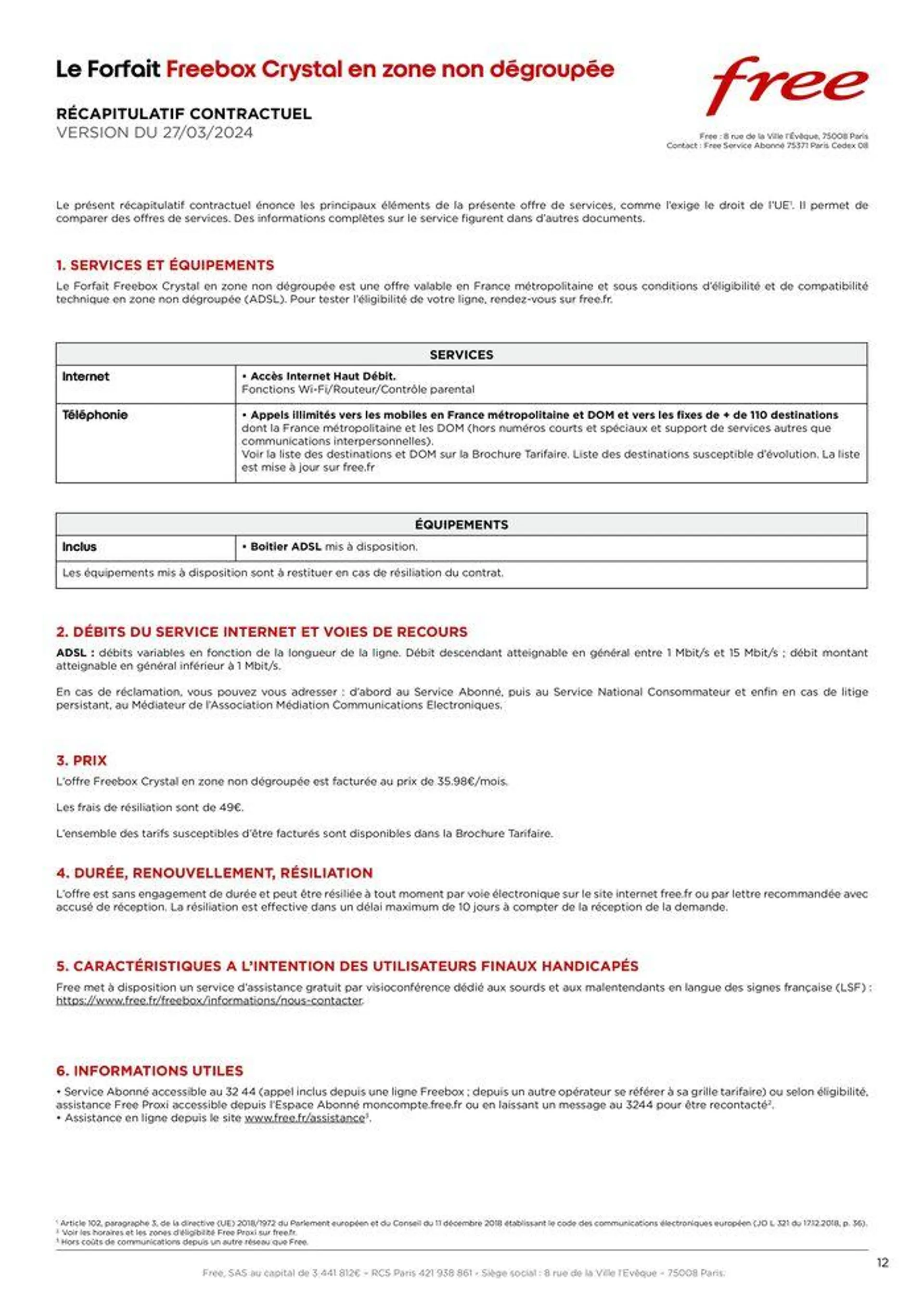 Brochure tarifaire Forfaits Freebox du 28 mars au 31 décembre 2024 - Catalogue page 12