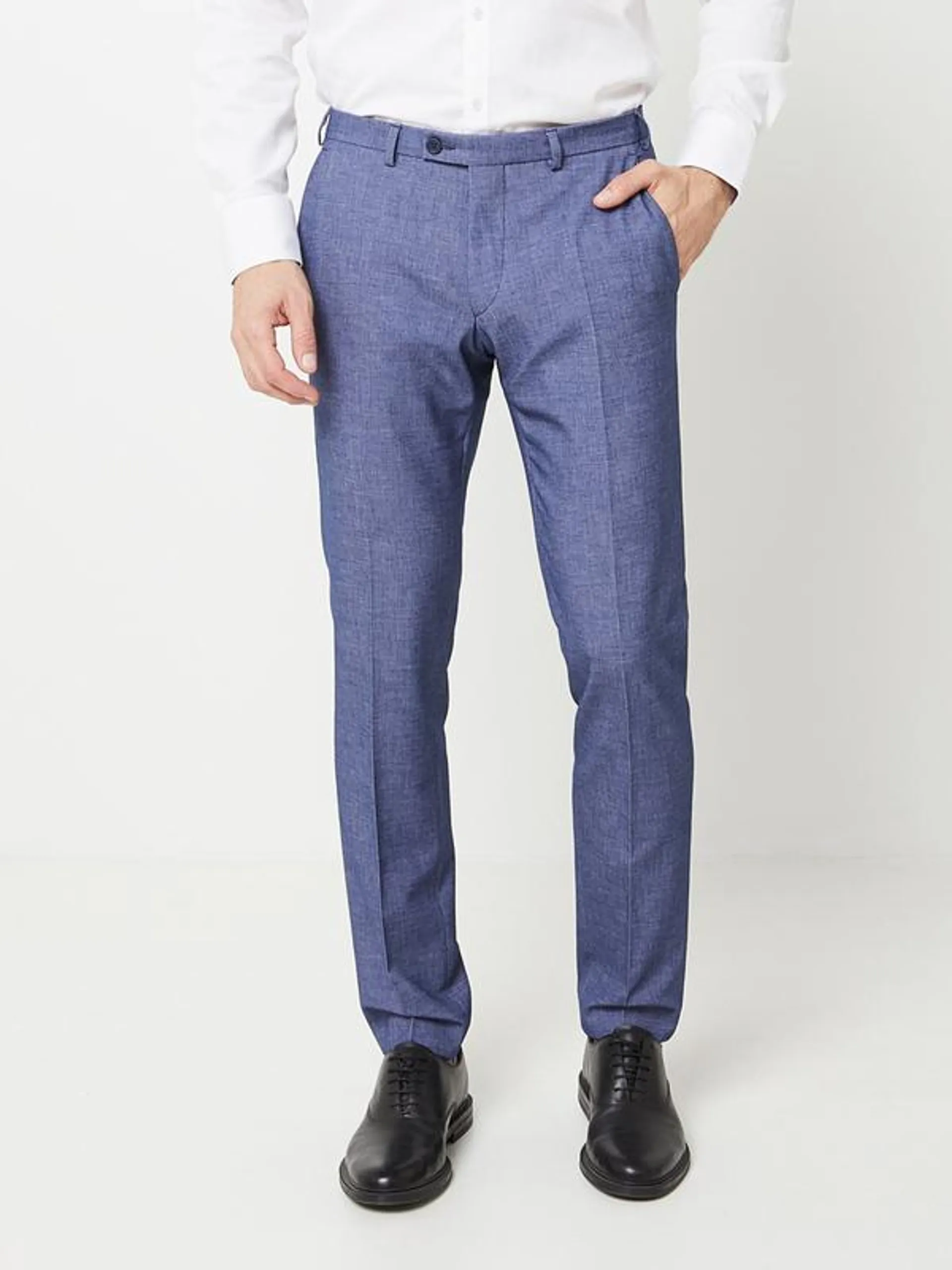 Pantalon De Costume Slim En Lainage Léger - Bleu