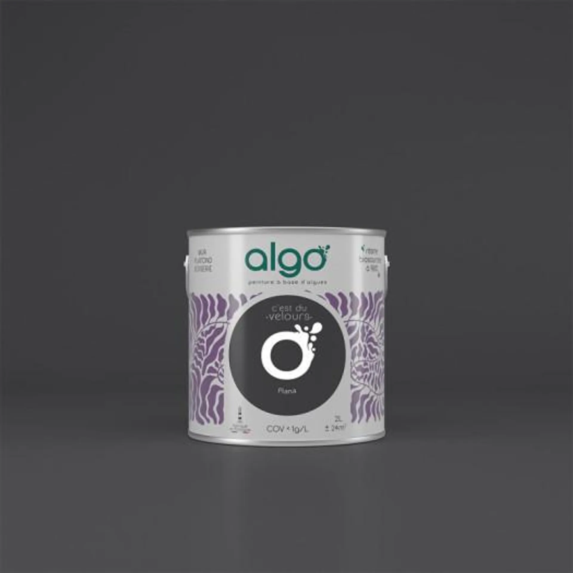 Peinture Algo bio sourcée multi-supports murs, plafonds et boiseries noir piana velours 2L