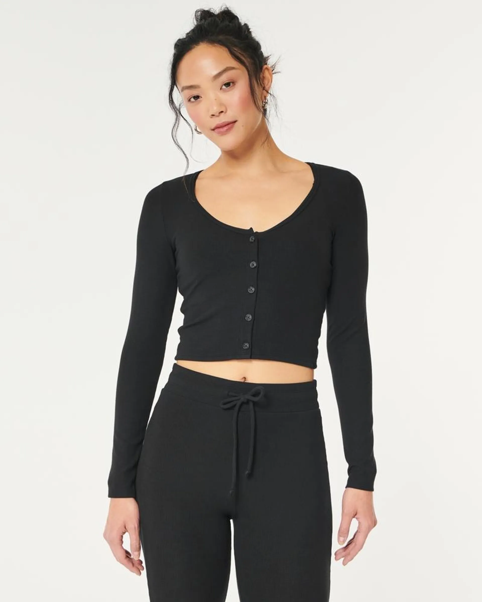 Gilly Hicks Jersey Rib Crop Cardigan