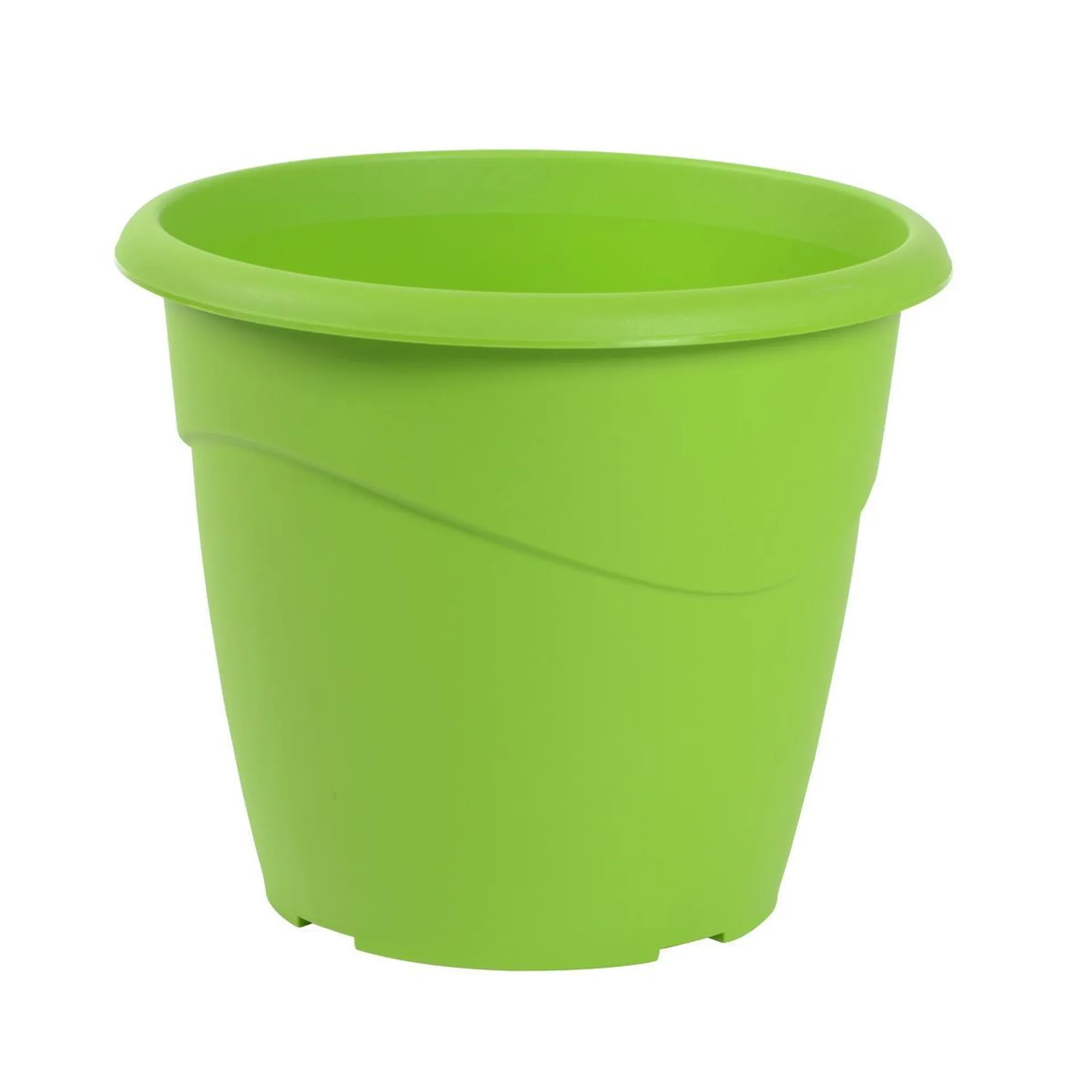 Pot en plastique décor vague Marina - Diamètre 30 x H 25,5 cm - Vert kiwi