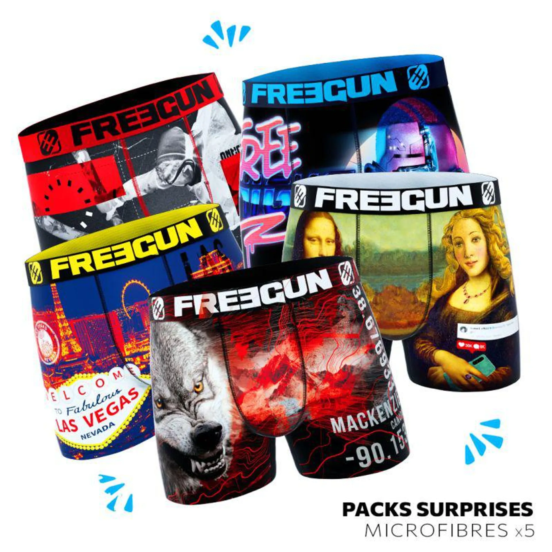 Pack Surprise de 5 Boxers Freegun garçon