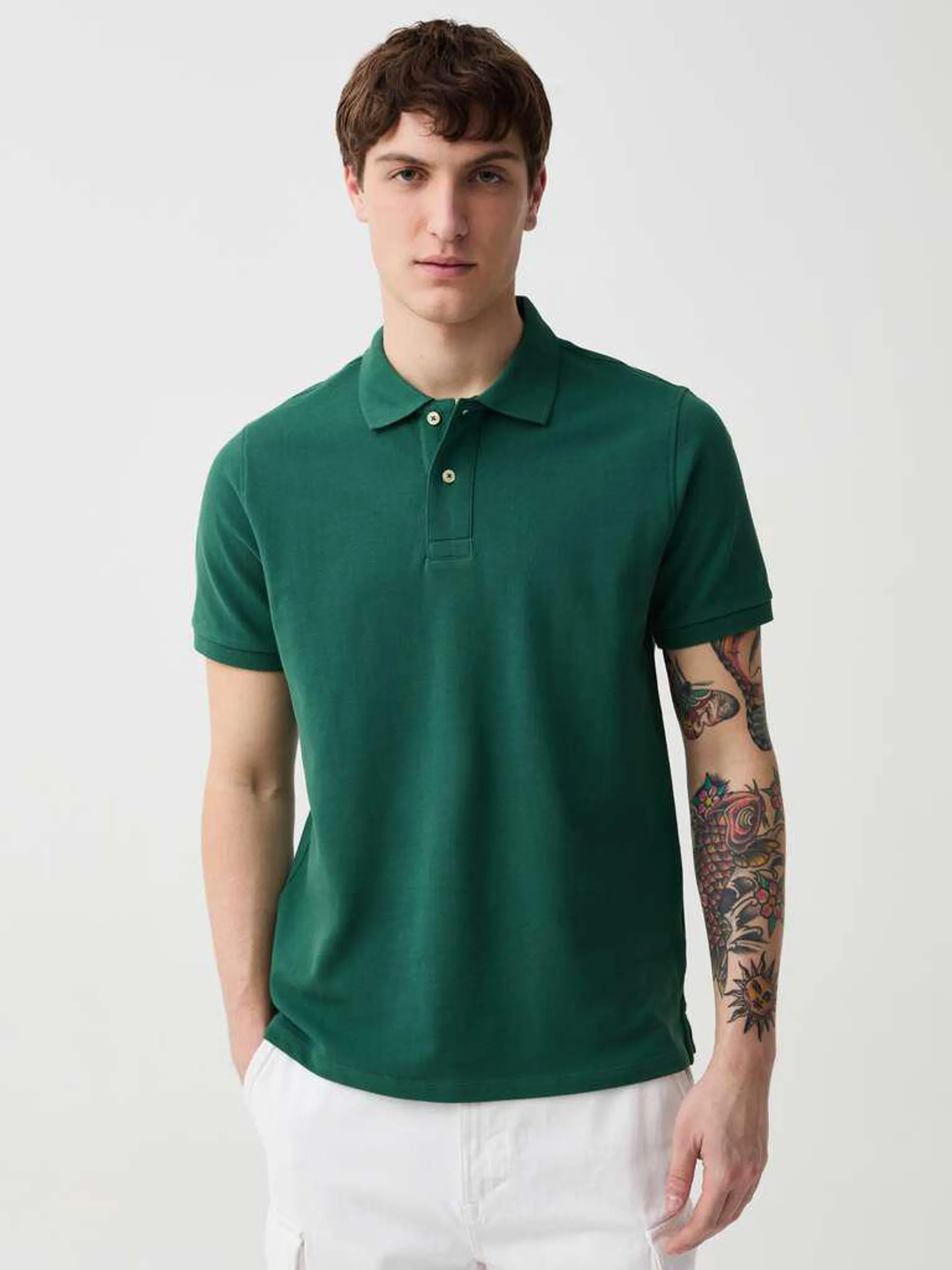 Emerald Green Organic cotton pique polo shirt