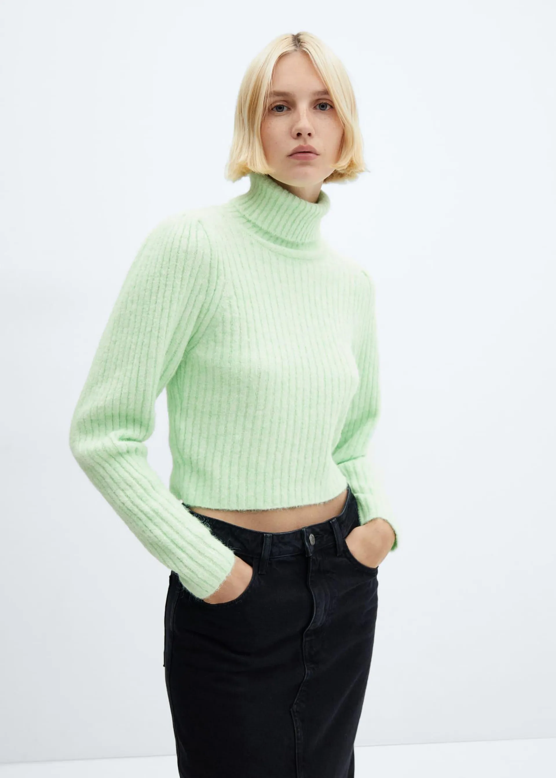 Pull-over maille col roulé