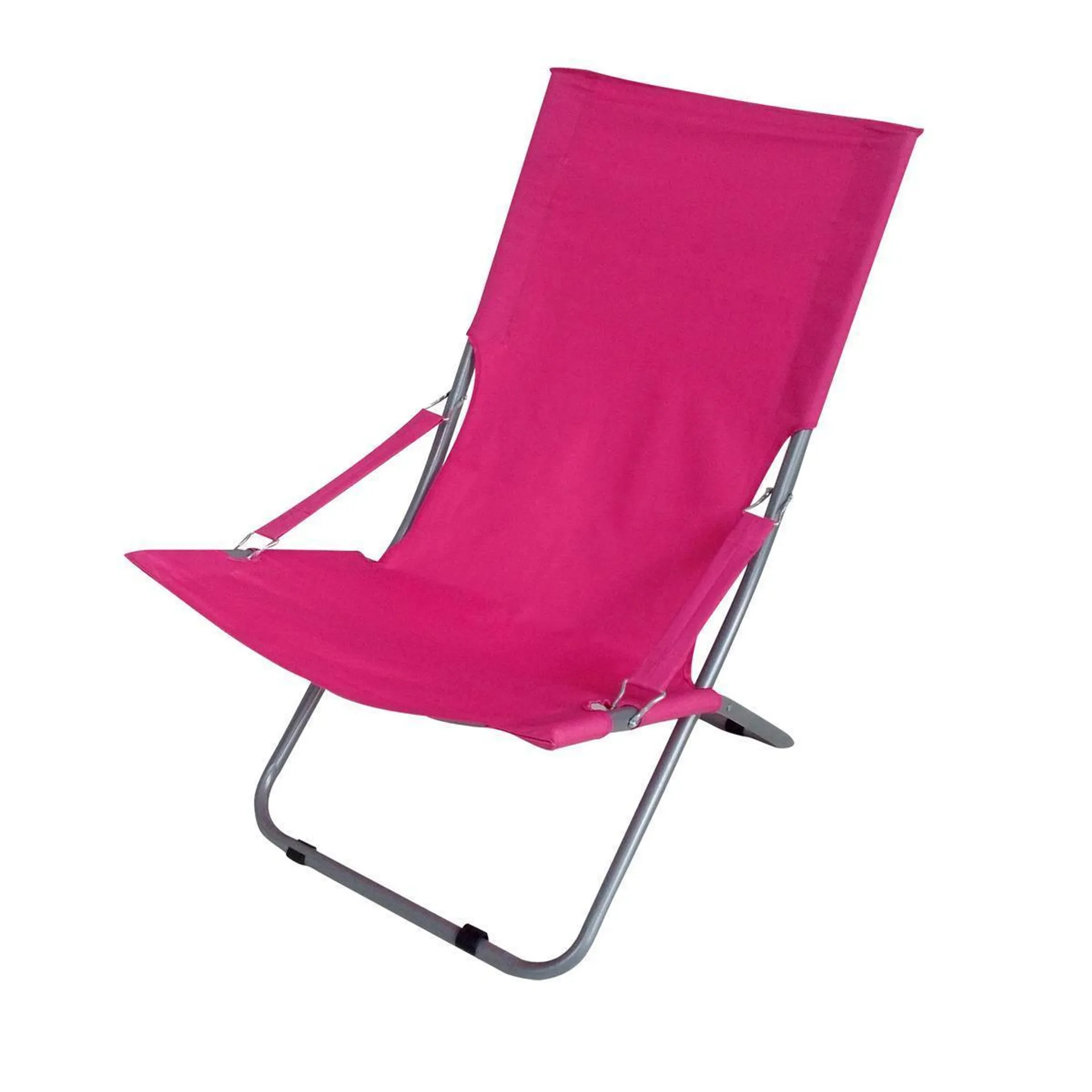 Fauteuil Manta - Coton oxford et acier - 120 x 61 x H 85 cm - Fuchsia