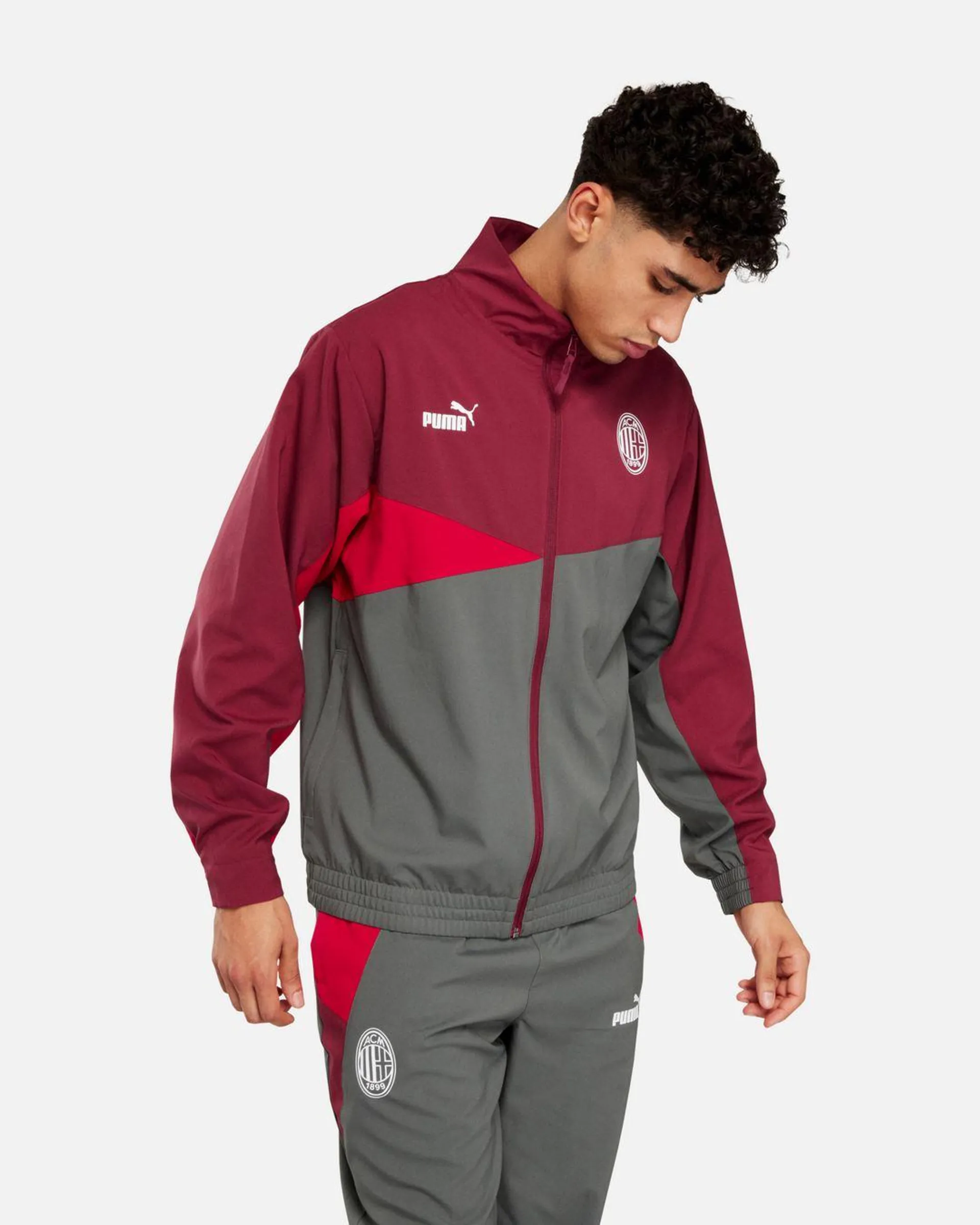 Veste de survêtement Milan AC 2023/2024 - Rouge/Gris