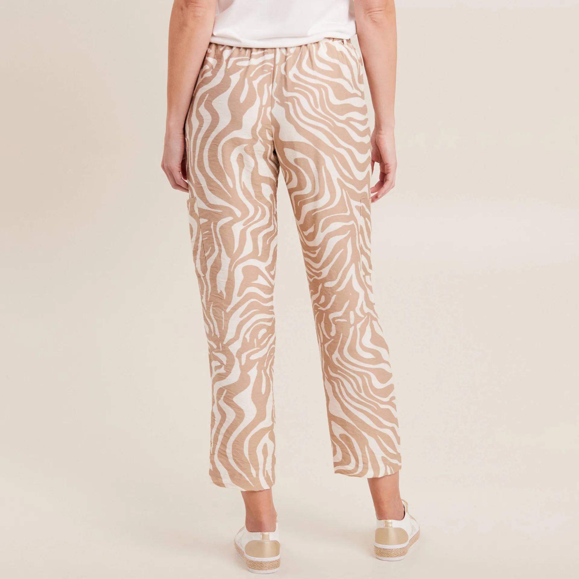 Pantalon flou beige femme