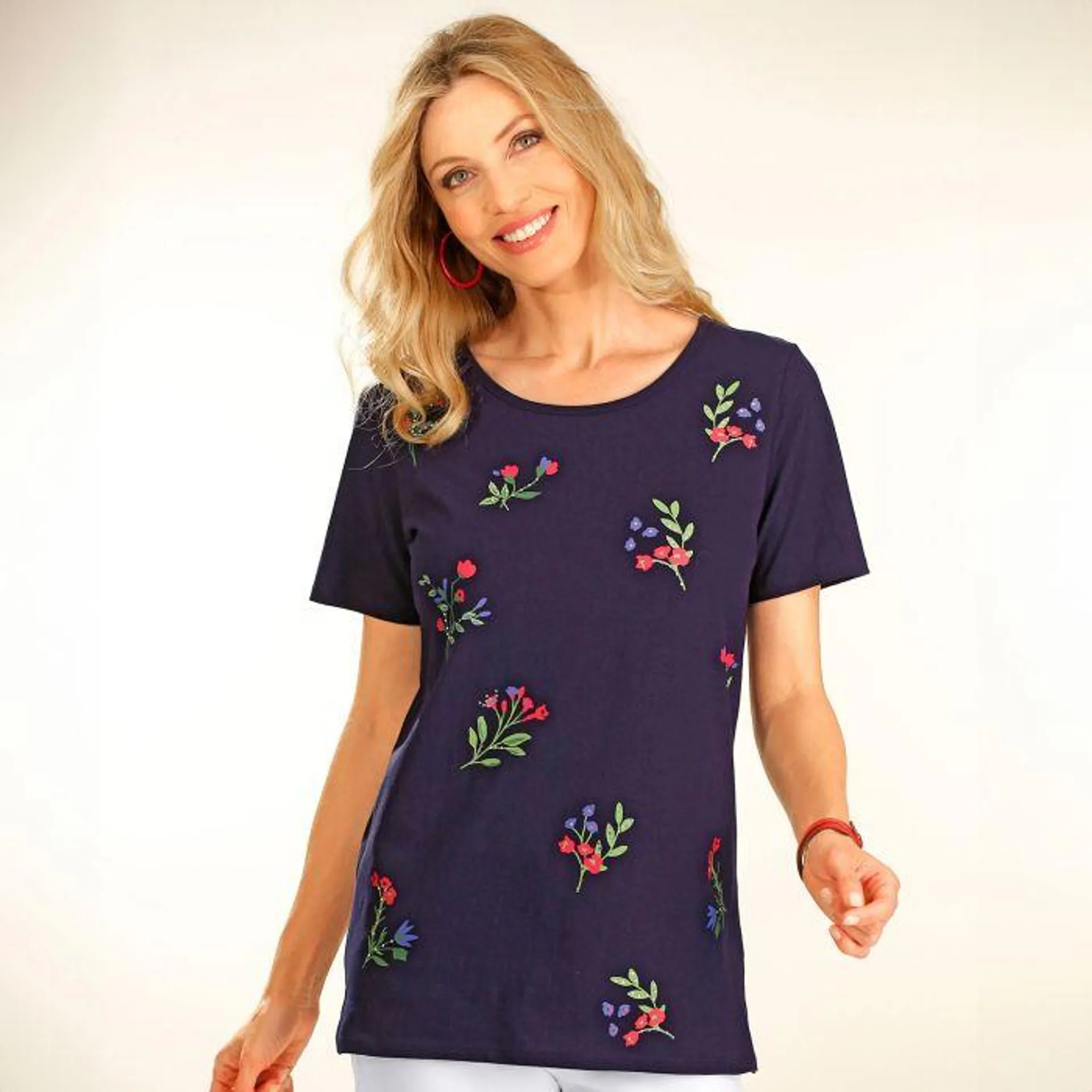 Tee-shirt fleurs et strass