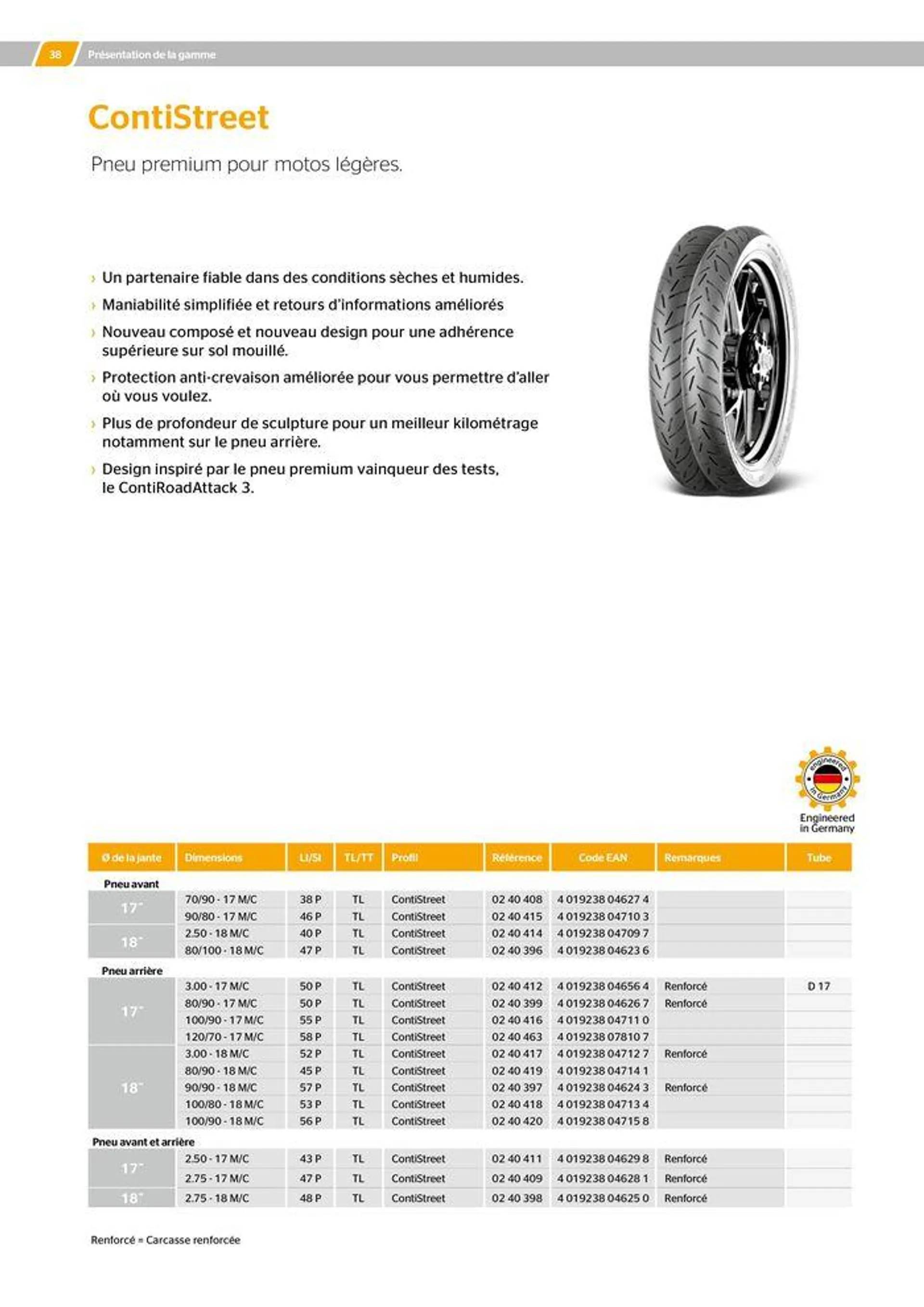 CONTINENTAL : Barème de facturation 2023 du 21 mai au 31 décembre 2024 - Catalogue page 38