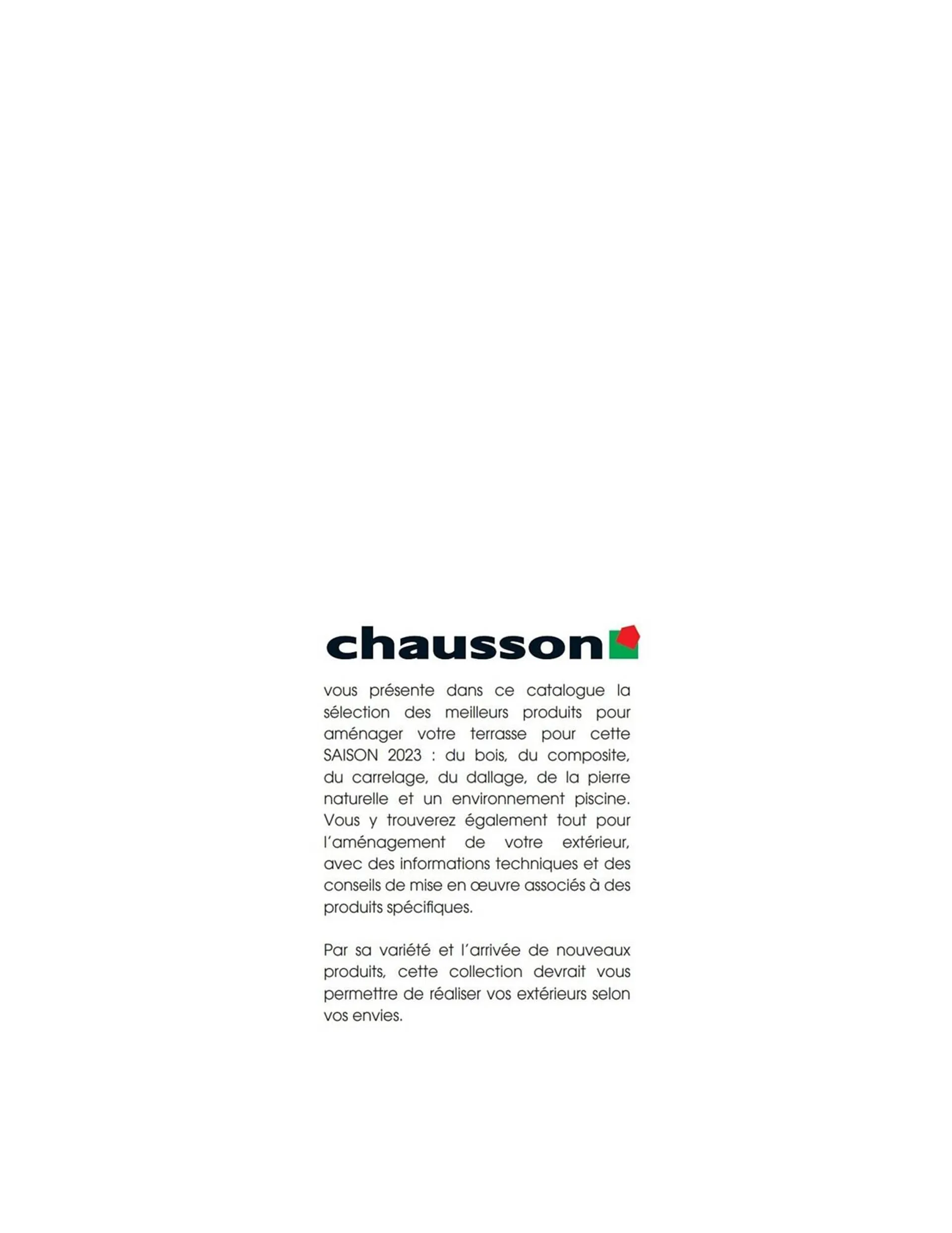 Catalogue Chausson Matériaux du 19 avril au 13 janvier 2024 - Catalogue page 2
