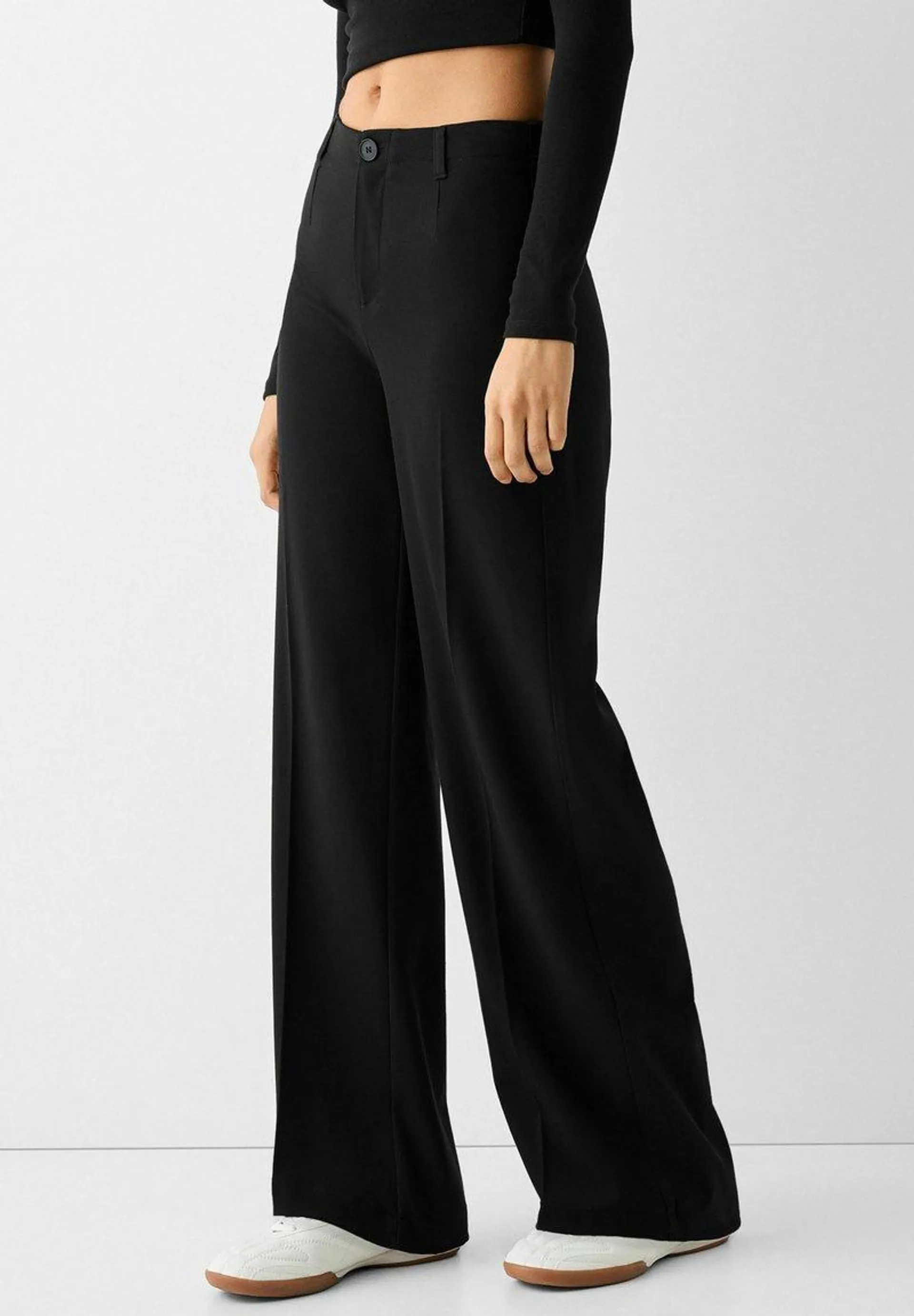 WIDE-TAILORED - Pantalon classique - black