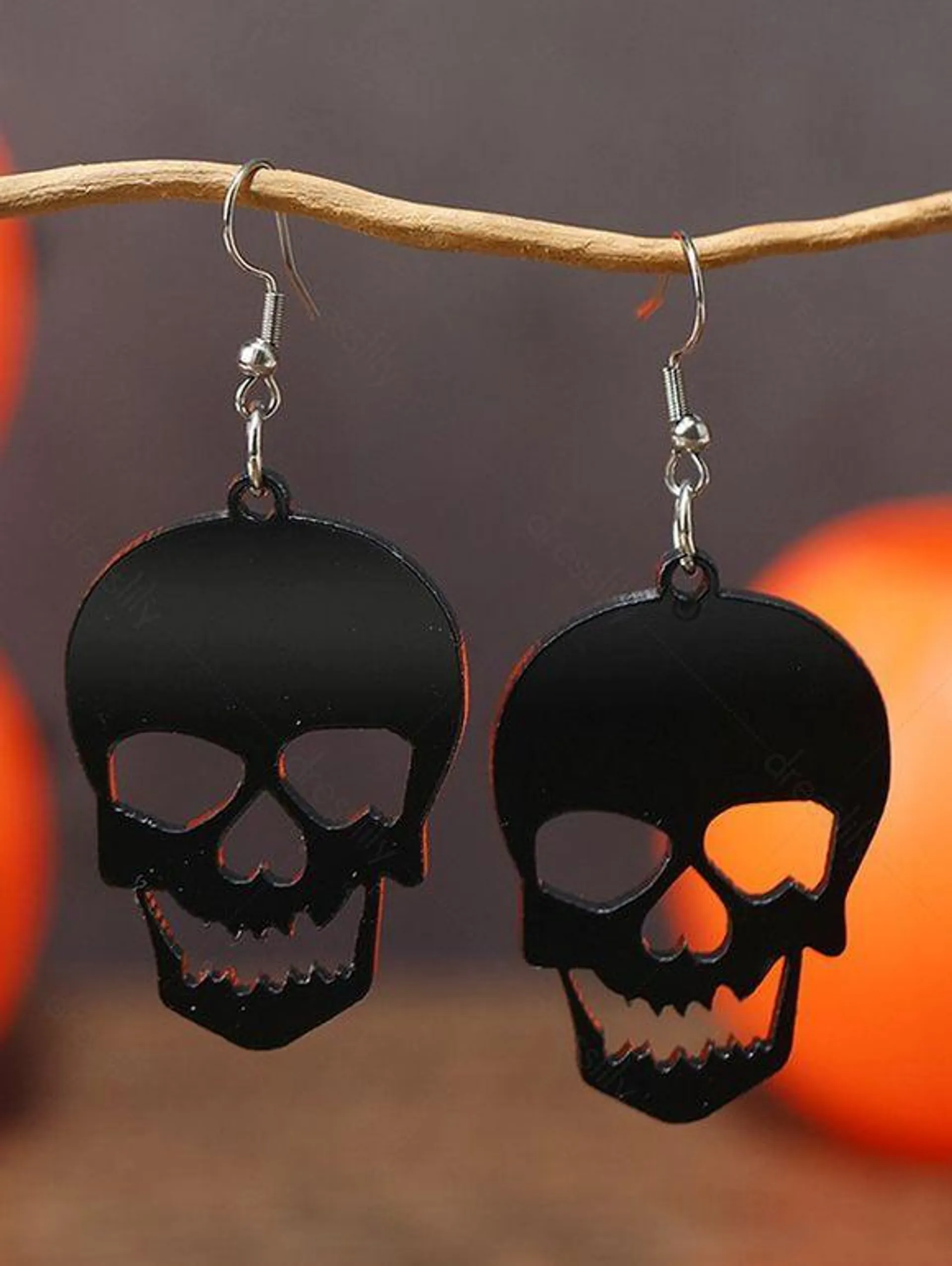 Boucles D'Oreilles Pendantes Au Crochet D'Halloween en Forme de Crâne