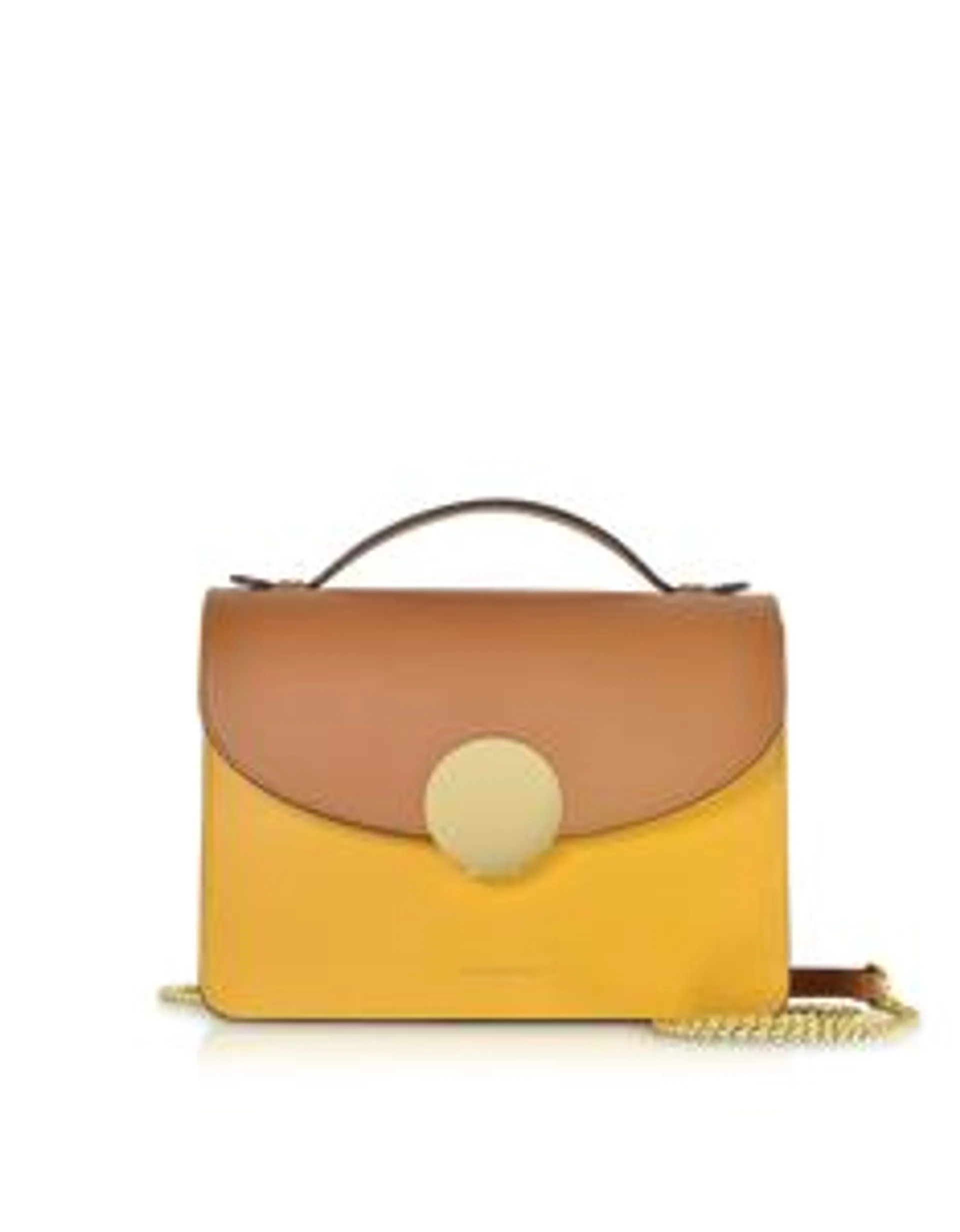 LE PARMENTIER - New Ondina Color Block Flap Top Leather Satchel Bag