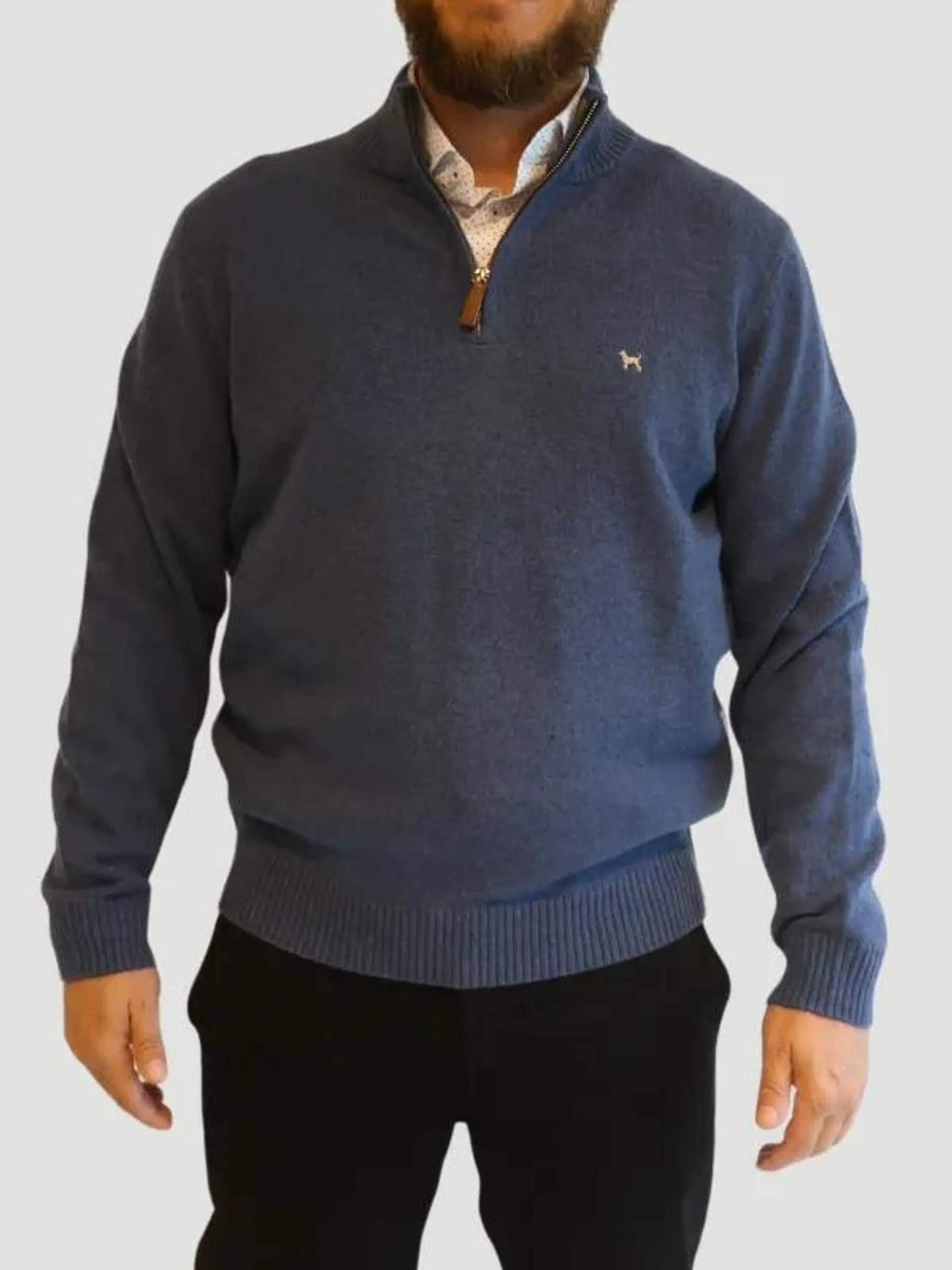 Pull Col Montant - Bleu