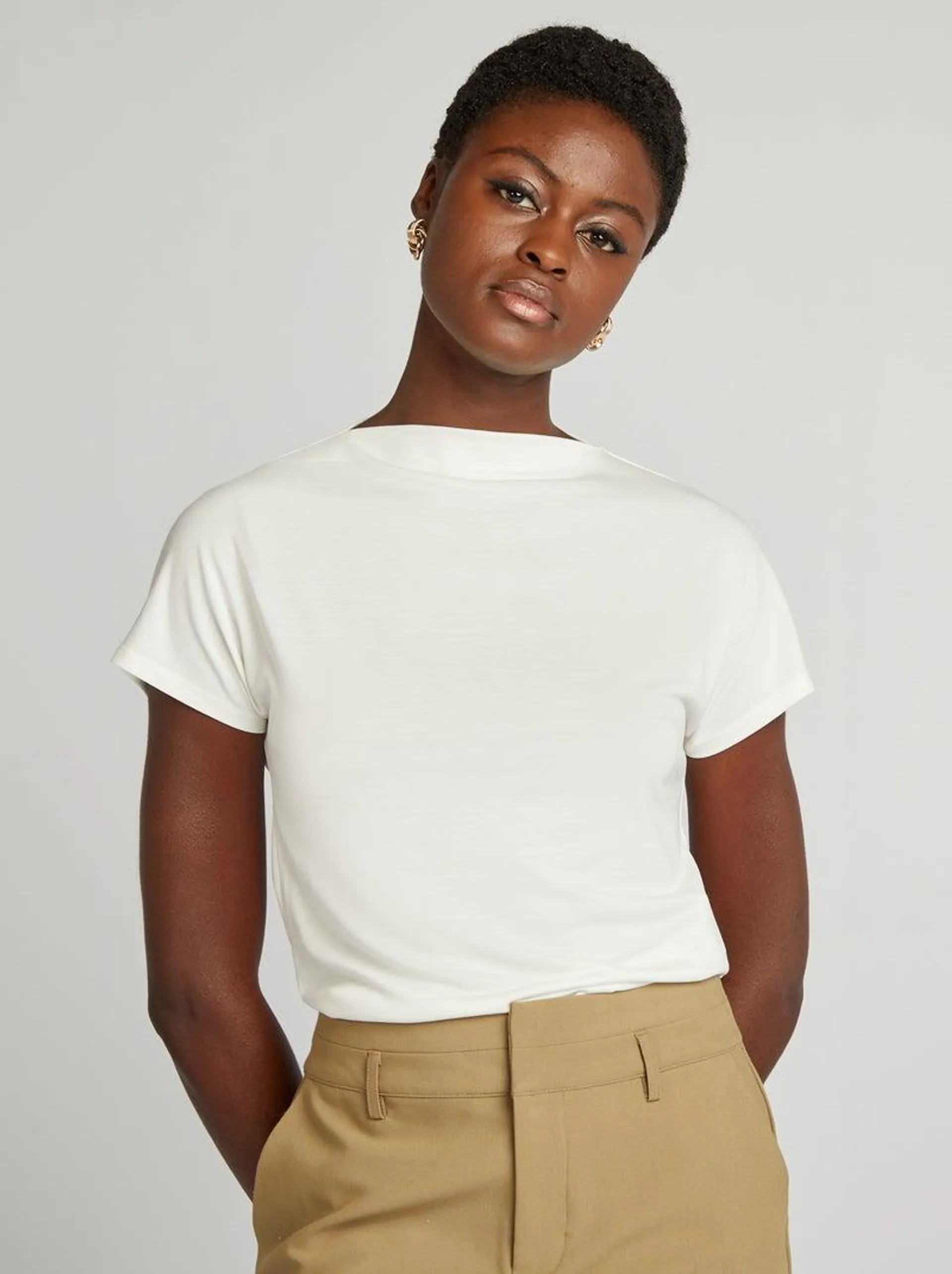 T-shirt en modal manches courtes - blanc