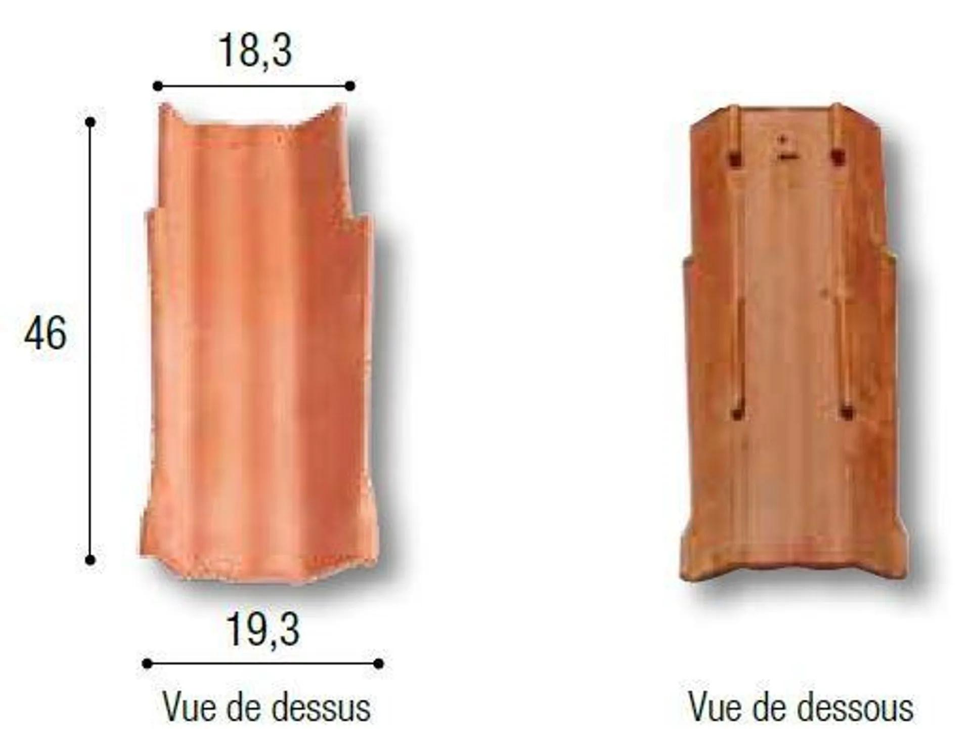 Tuile terre cuite TEGULA multi'fix46 fond plat - Corail - Bouyer Leroux