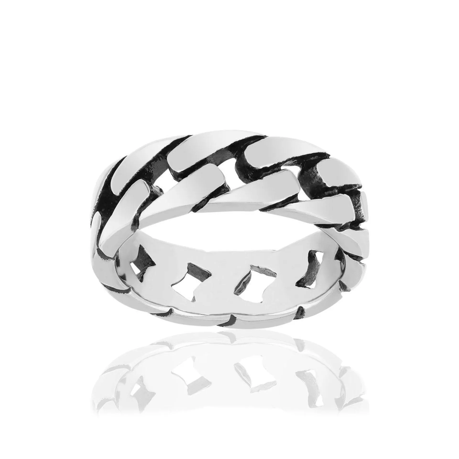 Bague acier maille gourmette