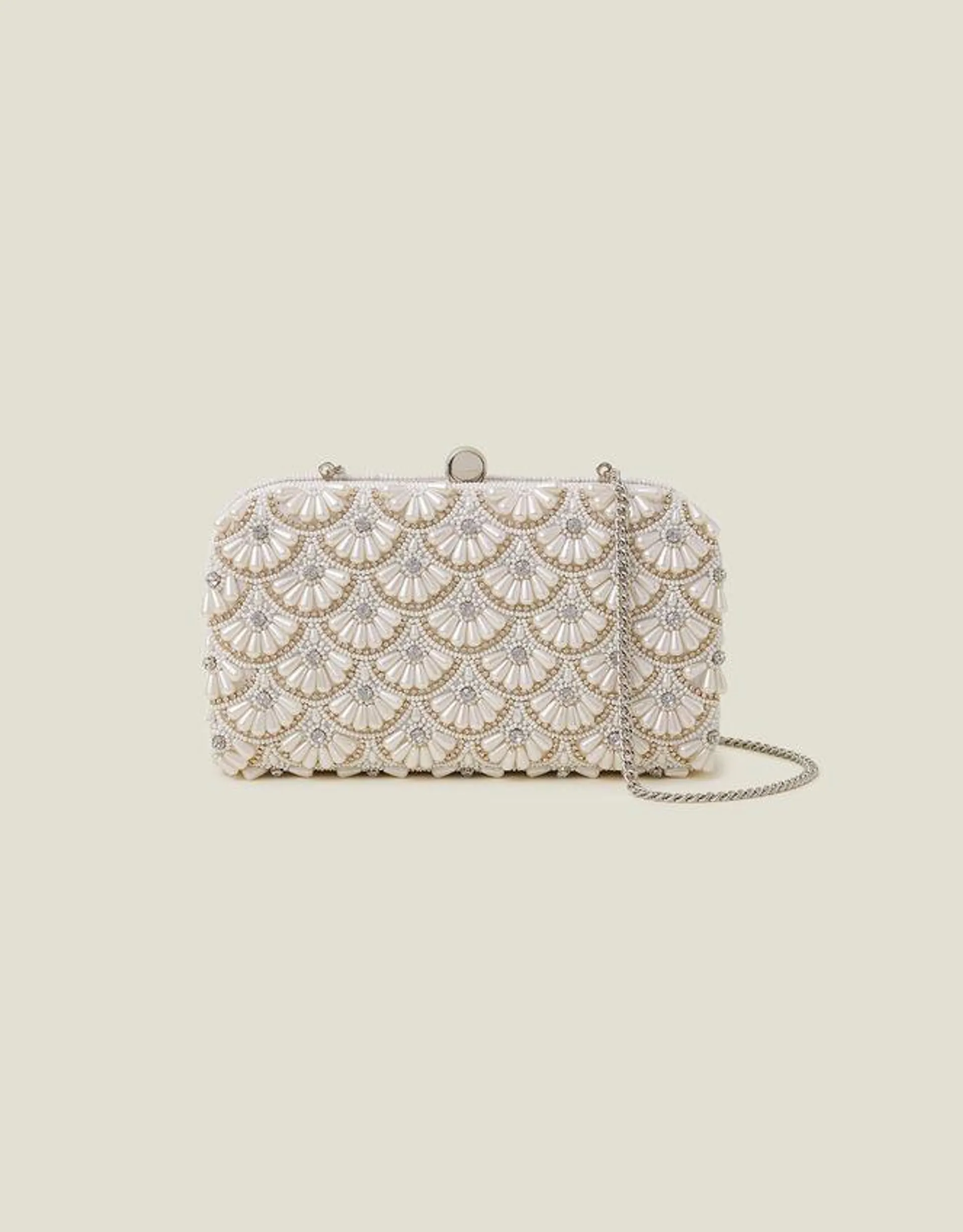 Bridal Hand-Beaded Hardcase Clutch