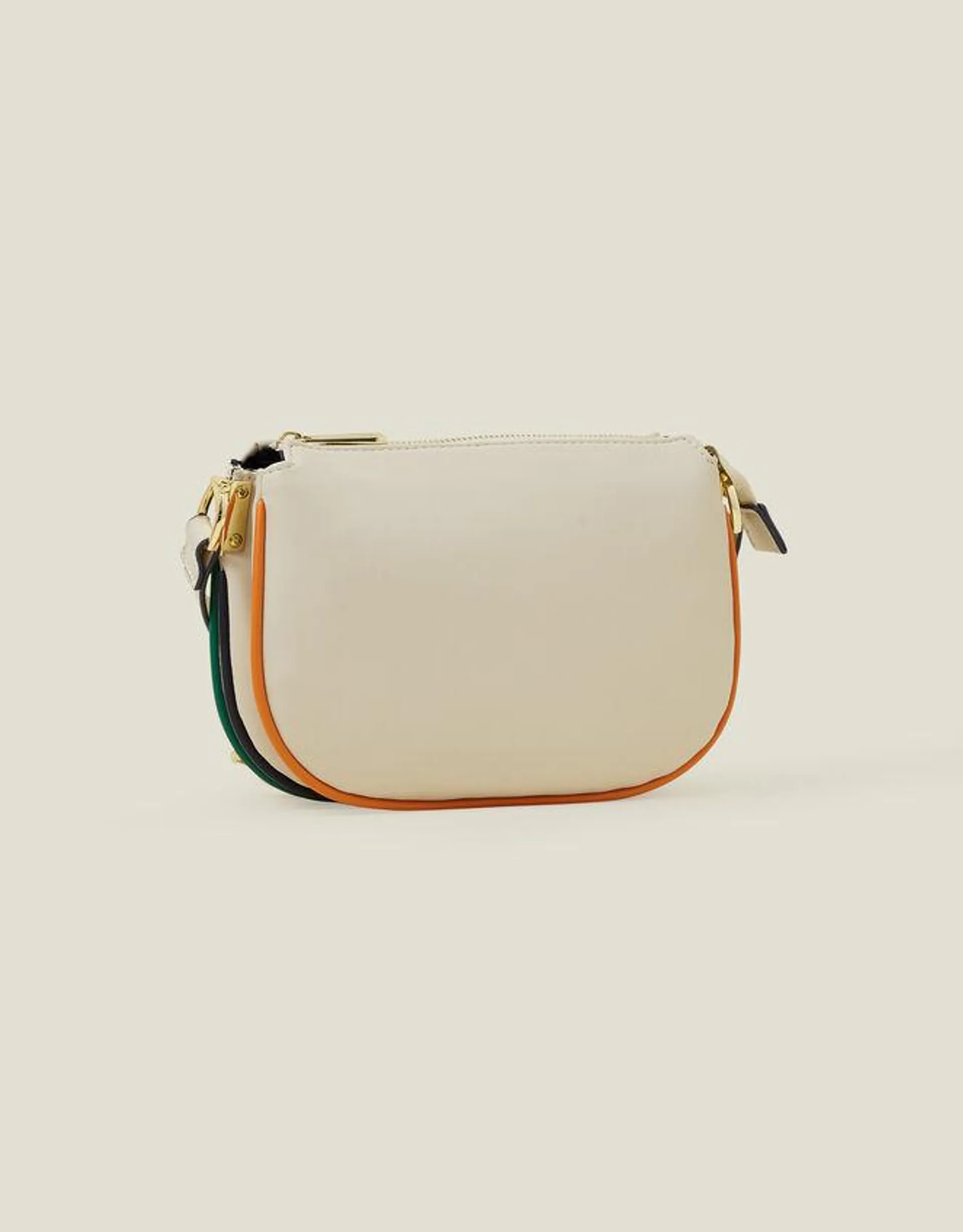 Colour Piping Cross-Body Bag Cream