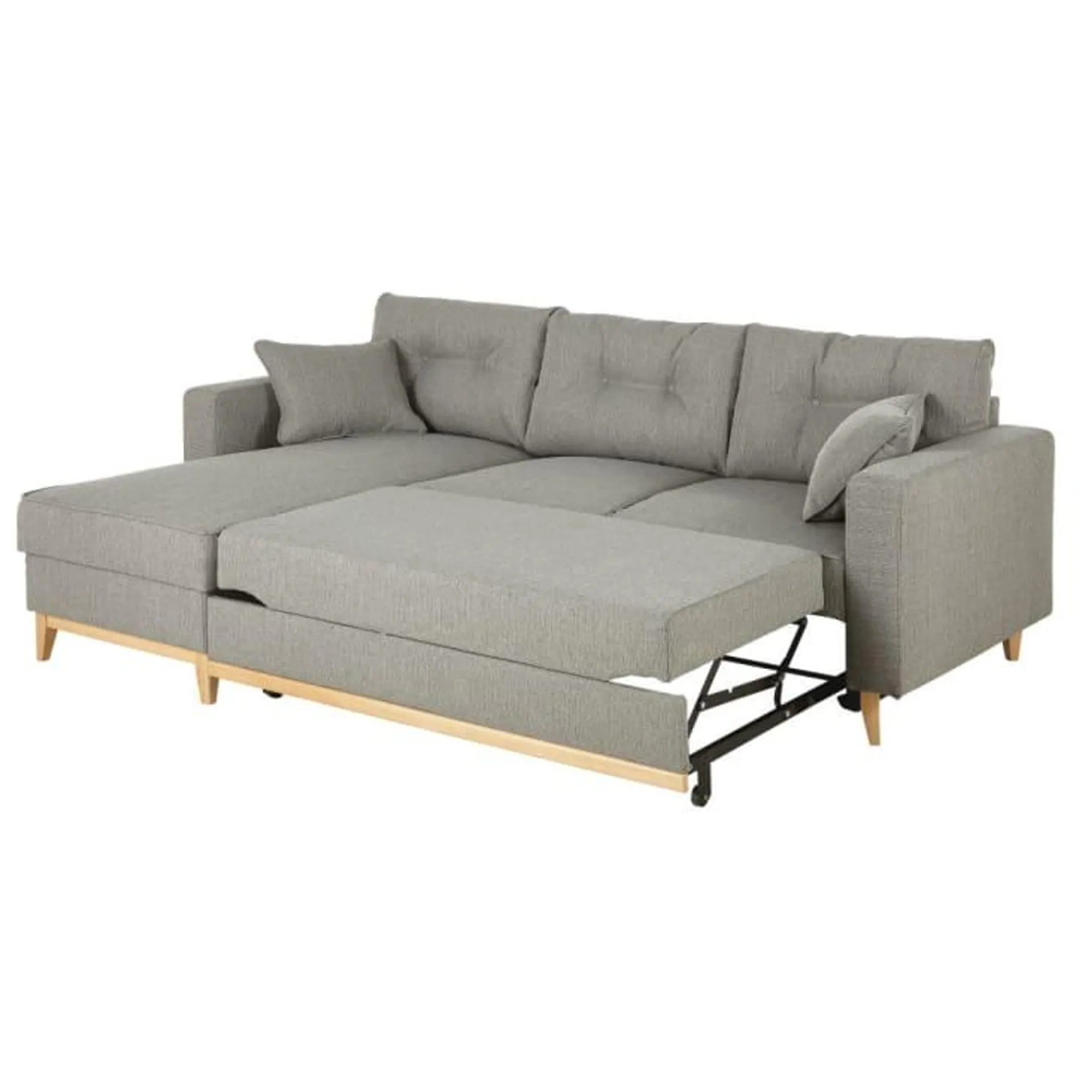 Sofá cama esquinero de 3/4 plazas gris claro