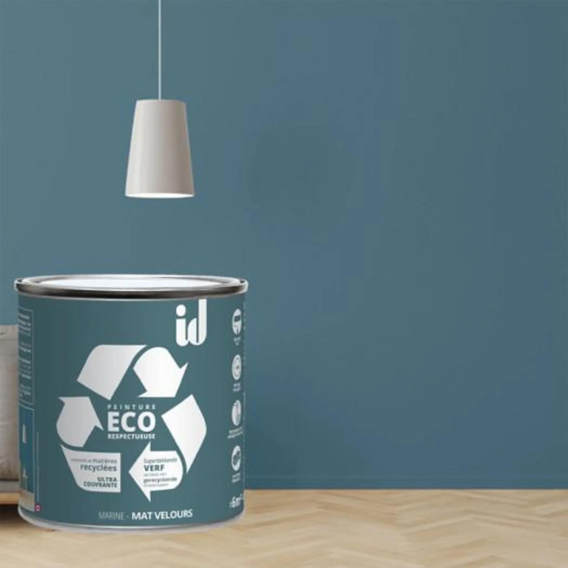 Peinture Eco responsable à base de matières recyclées bleu marine mat-velours 0,5L