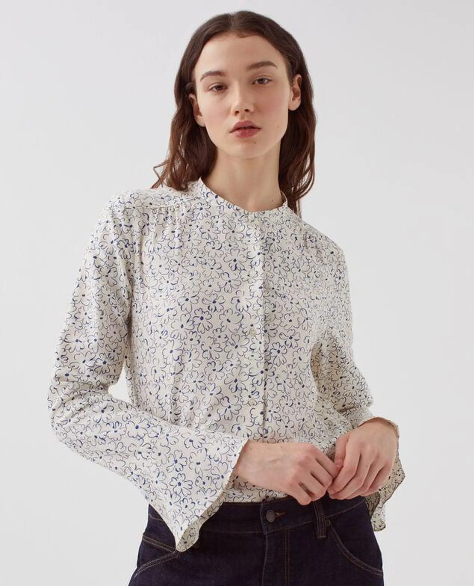 Blouse fluide à manches longues daisy blue