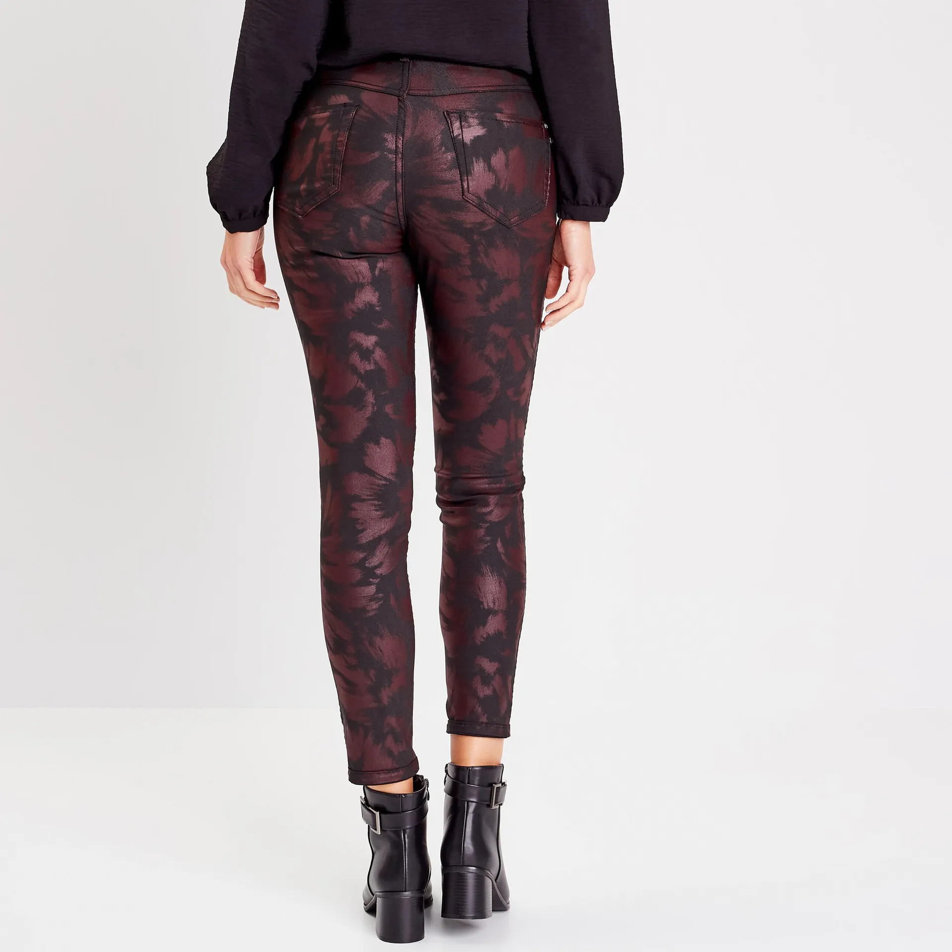 Pantalon ajusté réversible rouge femme