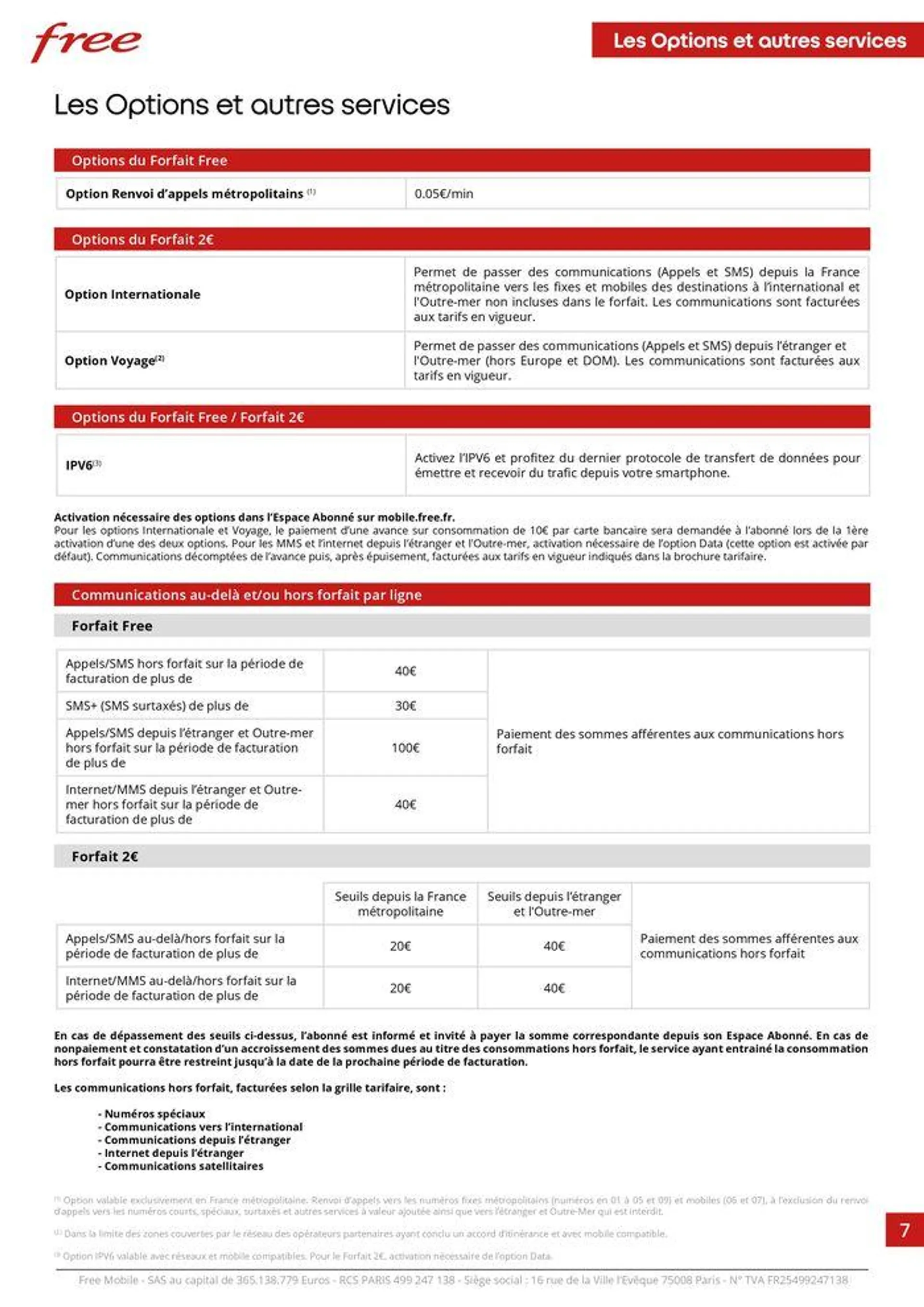 Brochure tarifaire Forfaits mobiles et Forfait Box 4G+ - 7