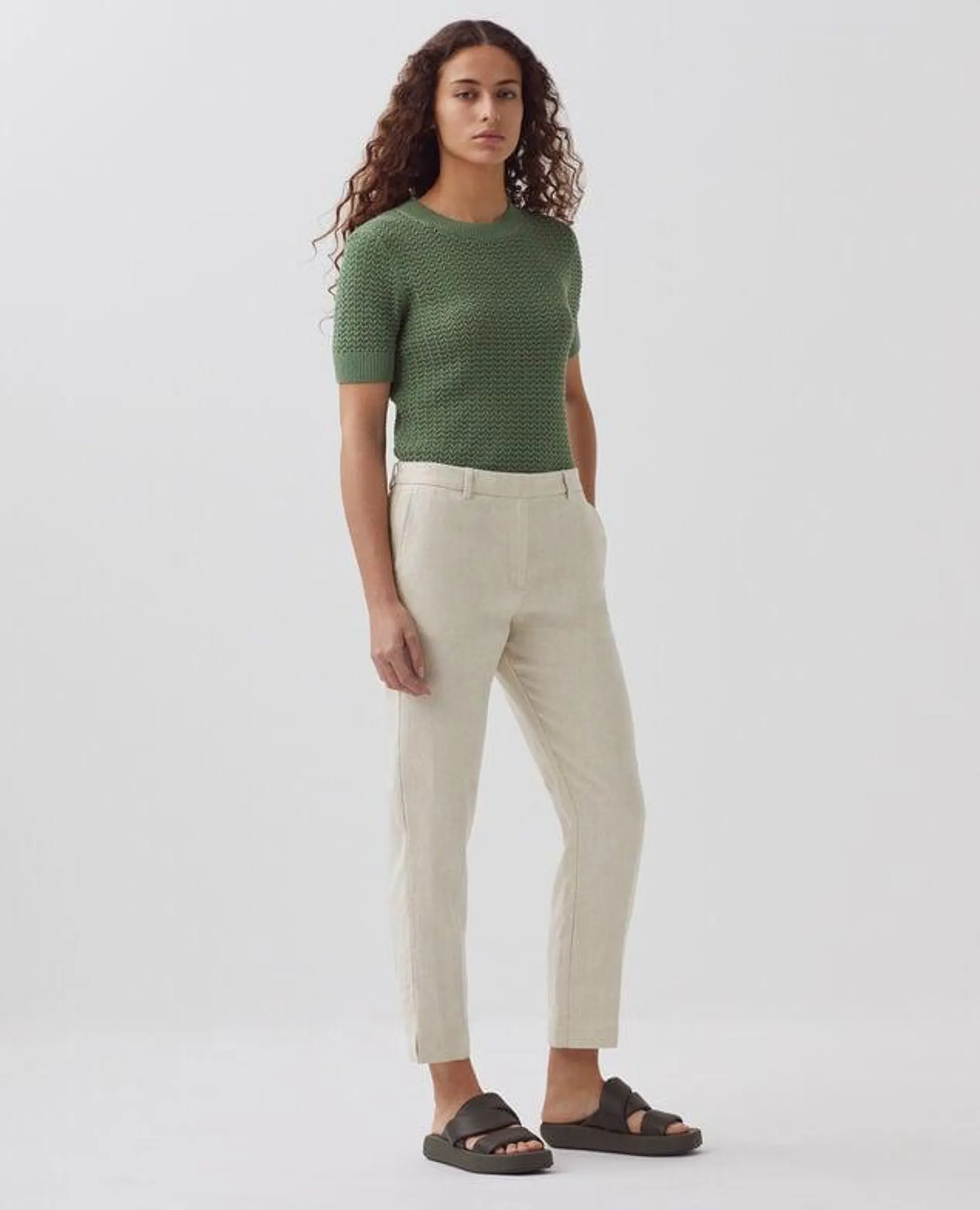 MARGUERITE - Pantalon cigarette beige natural