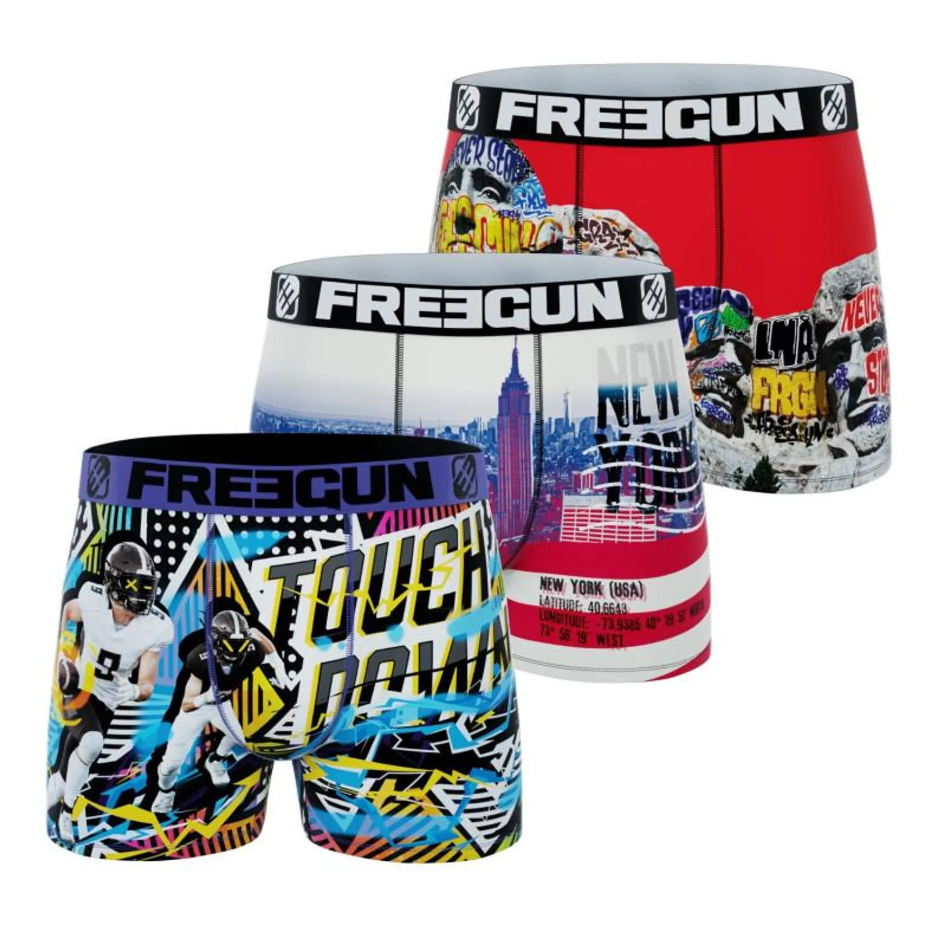 Lot de 3 Boxers Microfibre Homme USA Confort, Respirant | FREEGUN