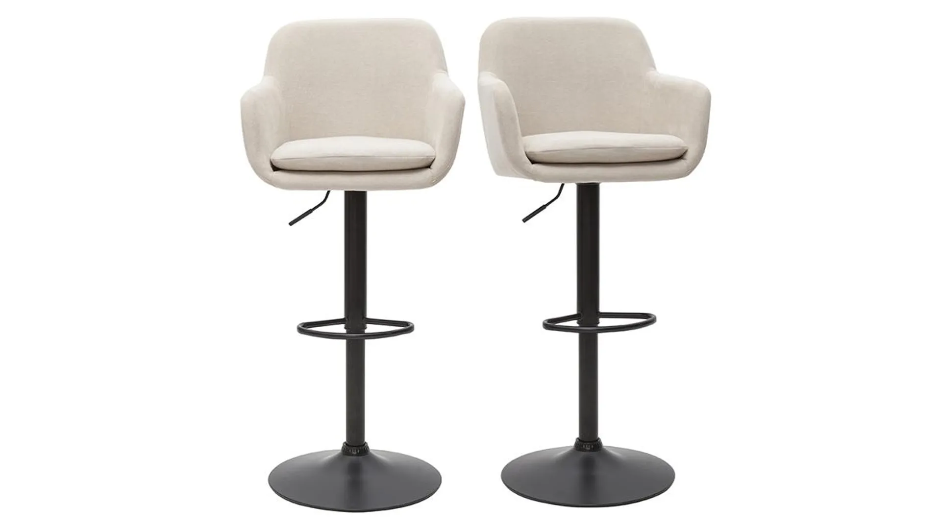 Tabourets de bar réglables tissu effet velours beige et métal (lot de 2) AMIKA