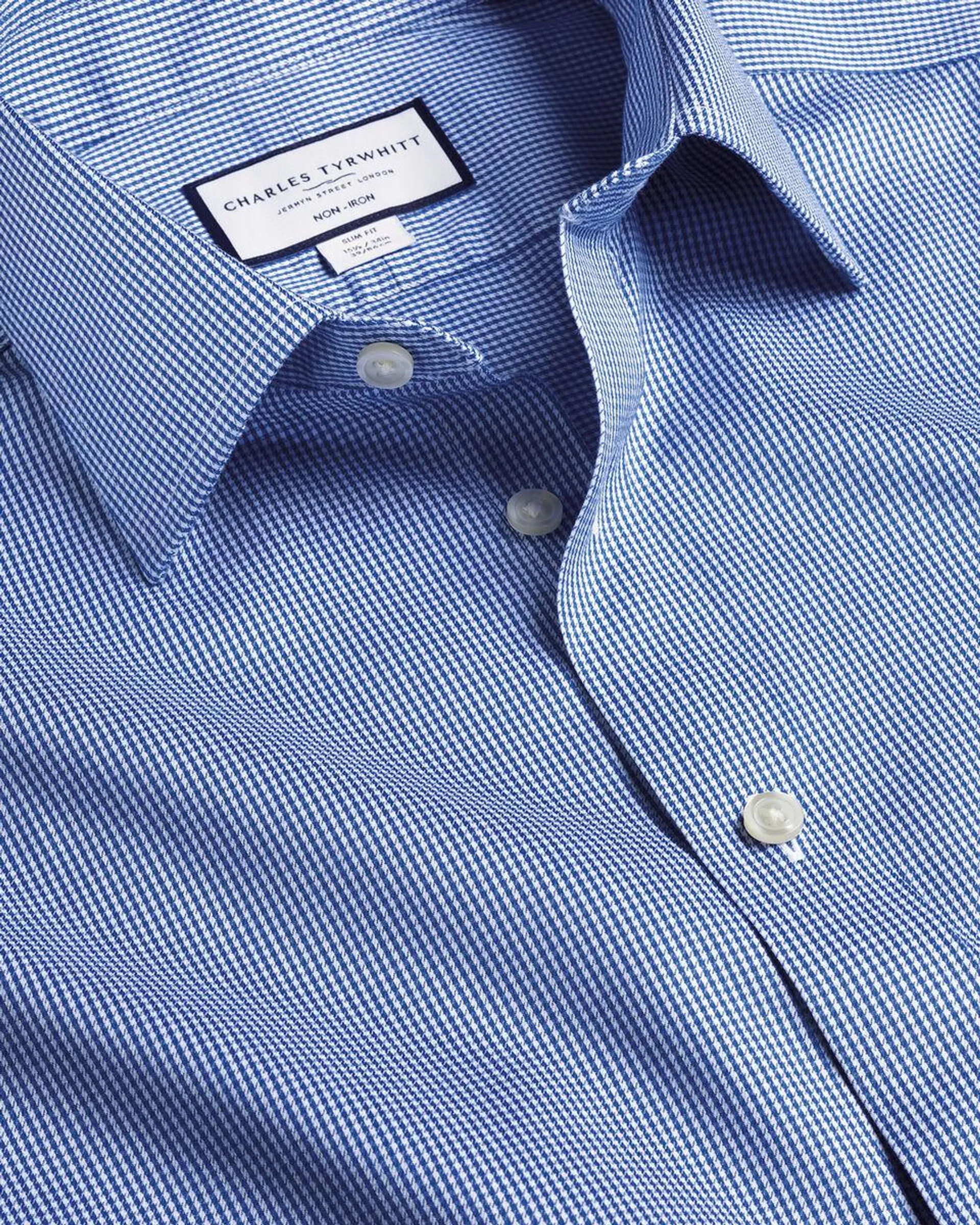 details about product: Non-Iron Puppytooth Shirt - Royal Blue