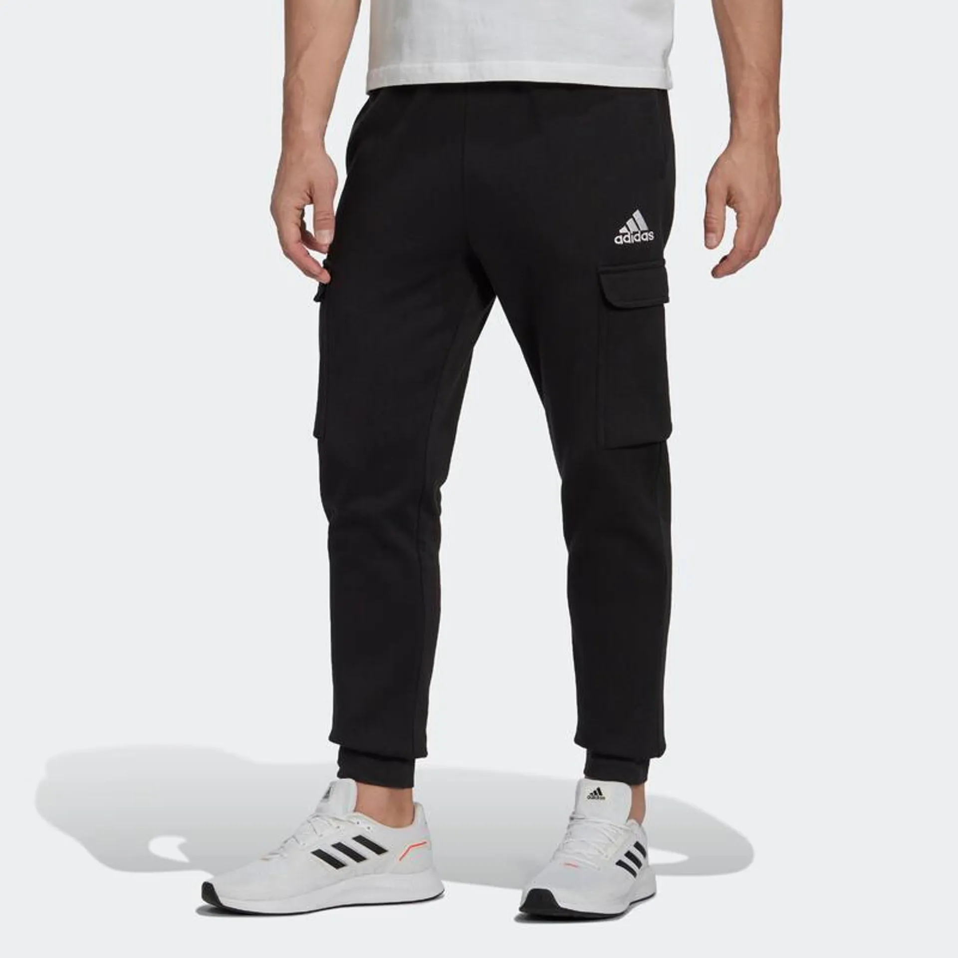 Pantaloni uomo fitness ADIDAS misto cotone neri