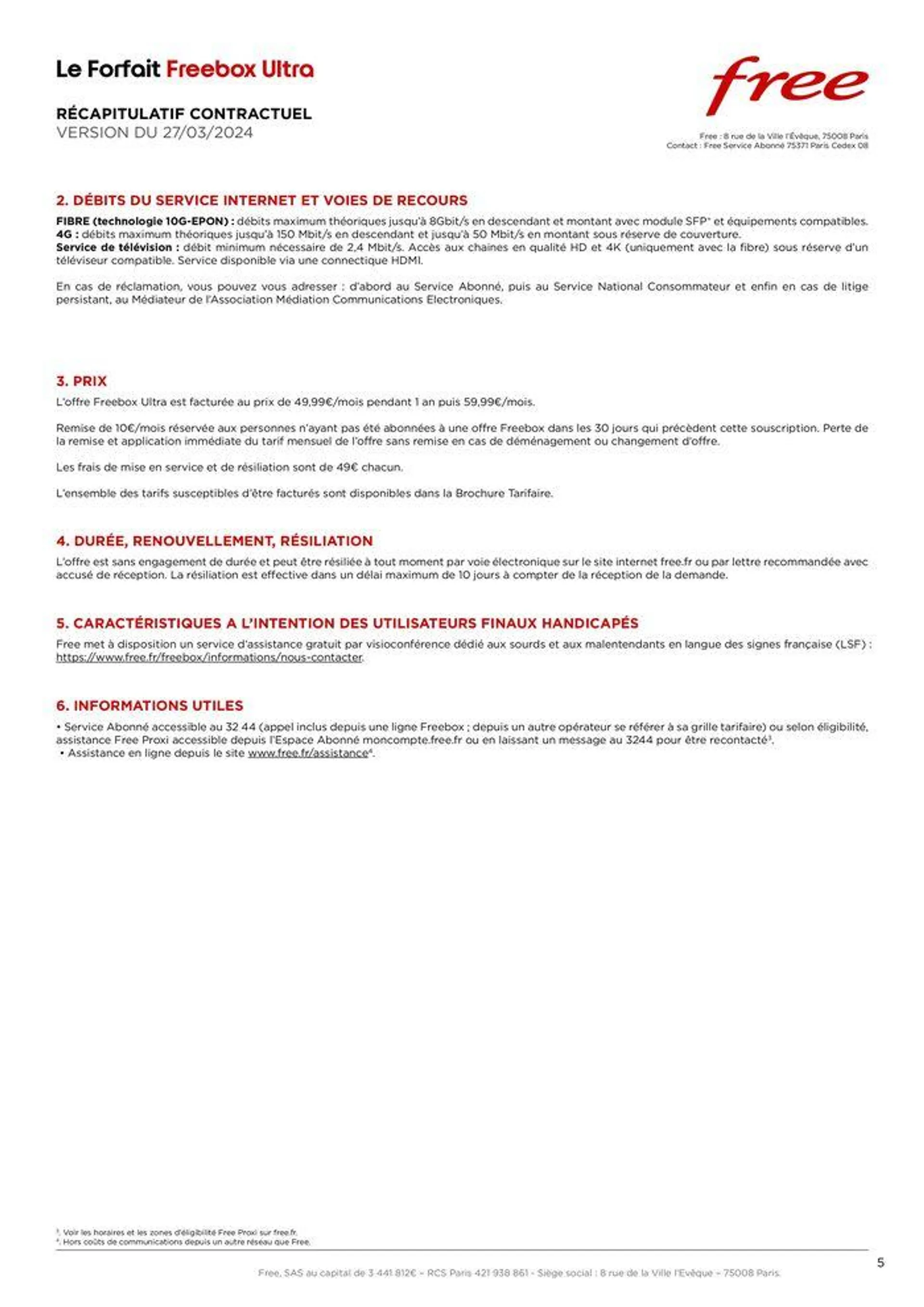 Brochure tarifaire Forfaits Freebox du 28 mars au 31 décembre 2024 - Catalogue page 5