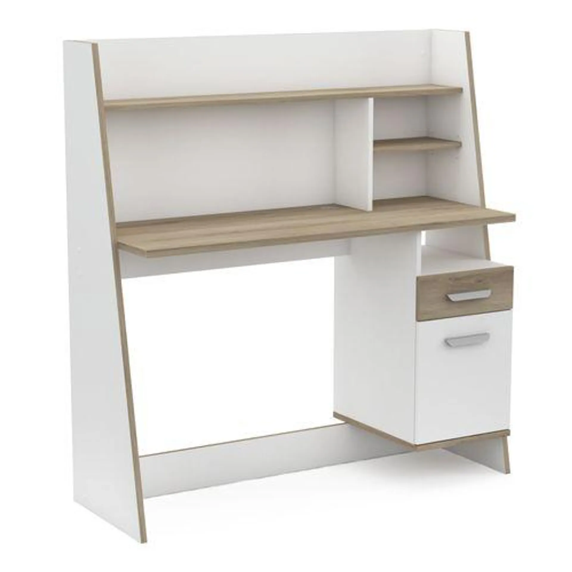 Bureau BRUNO imitation chêne et blanc