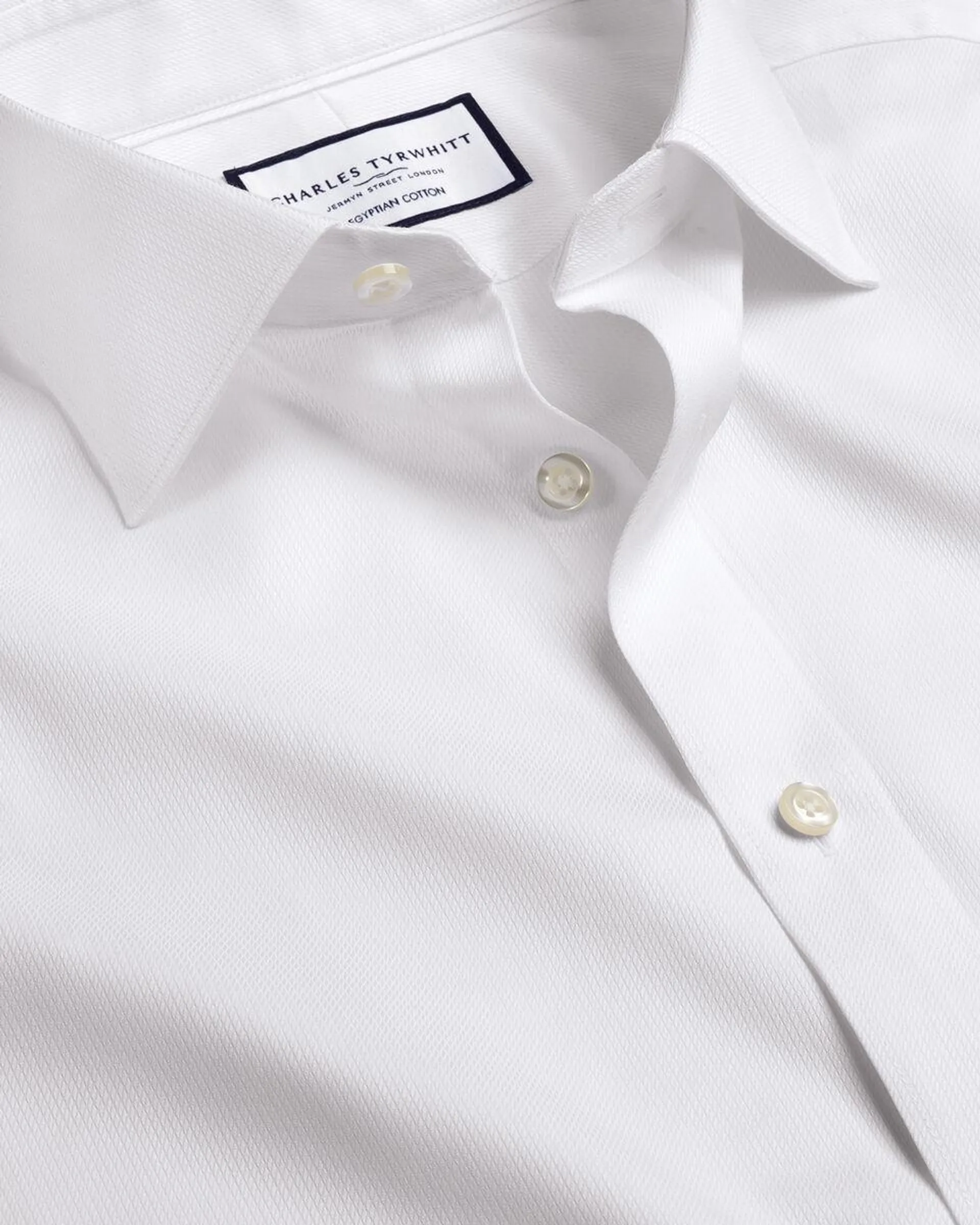 details about product: Semi-Cutaway Collar Egyptian Cotton Windsor Weave Shirt - White