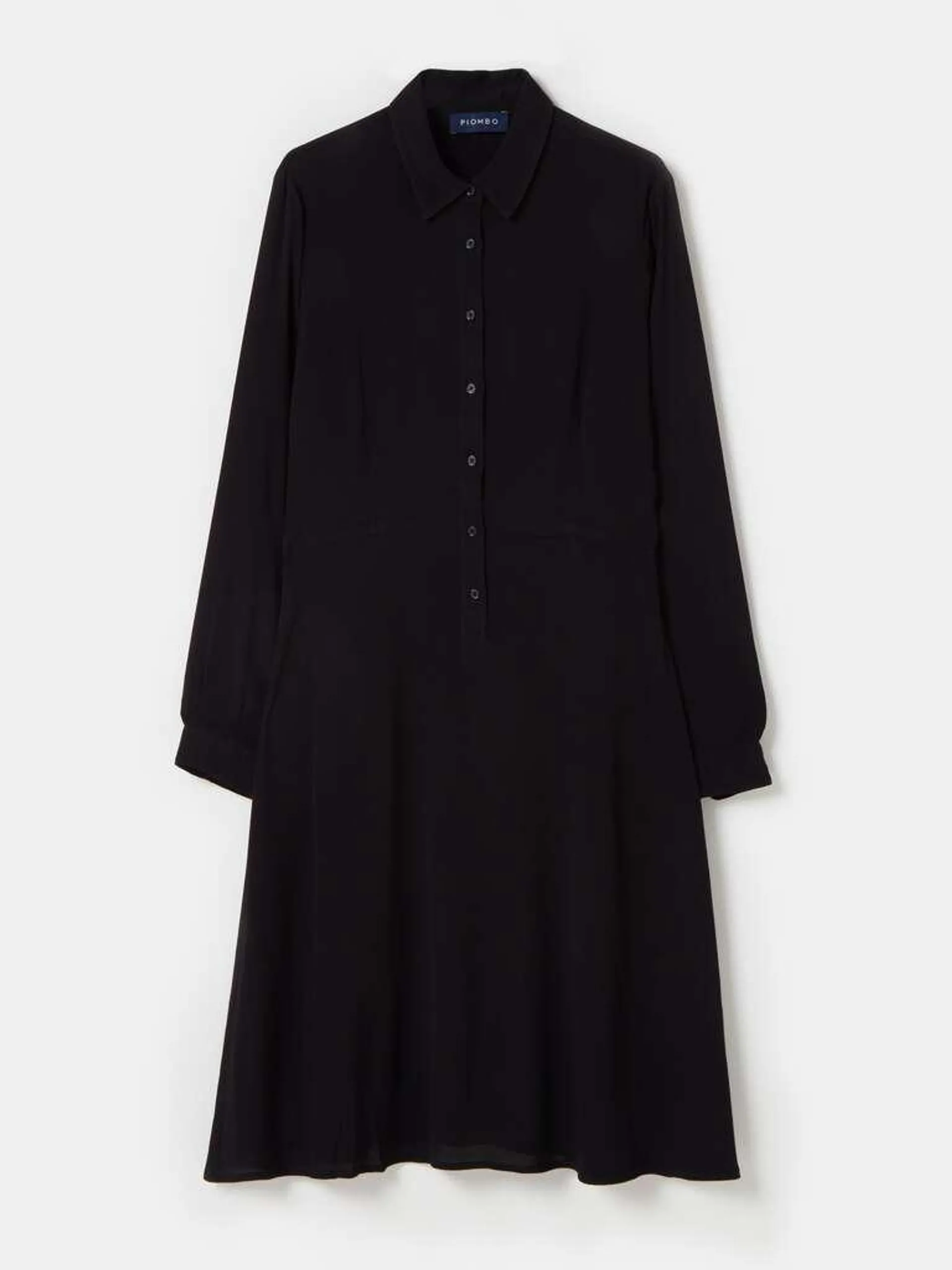 Black Contemporary midi shirt dress