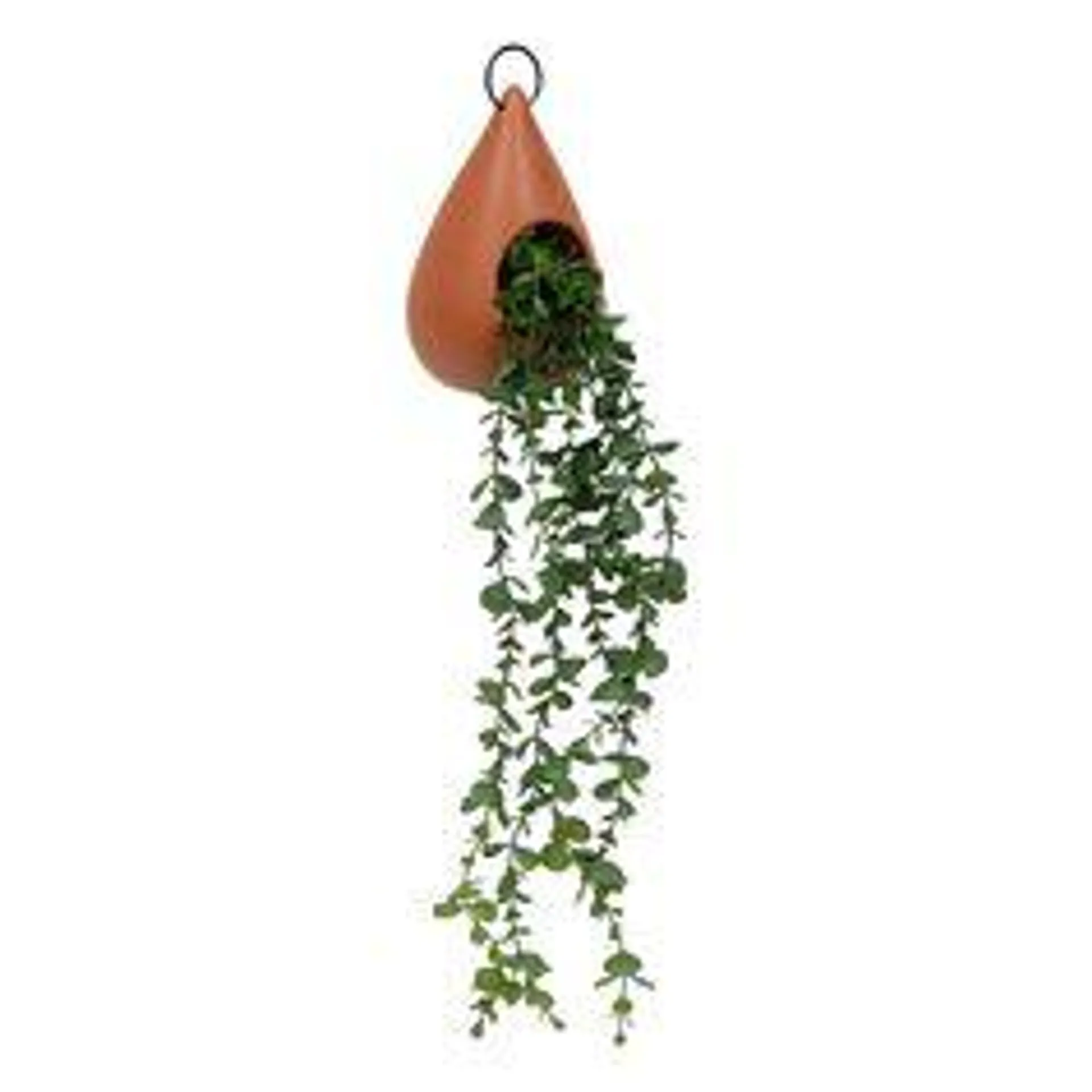 Plante artificielle suspendue pot goutte céramique terracotta 12.5x60cm