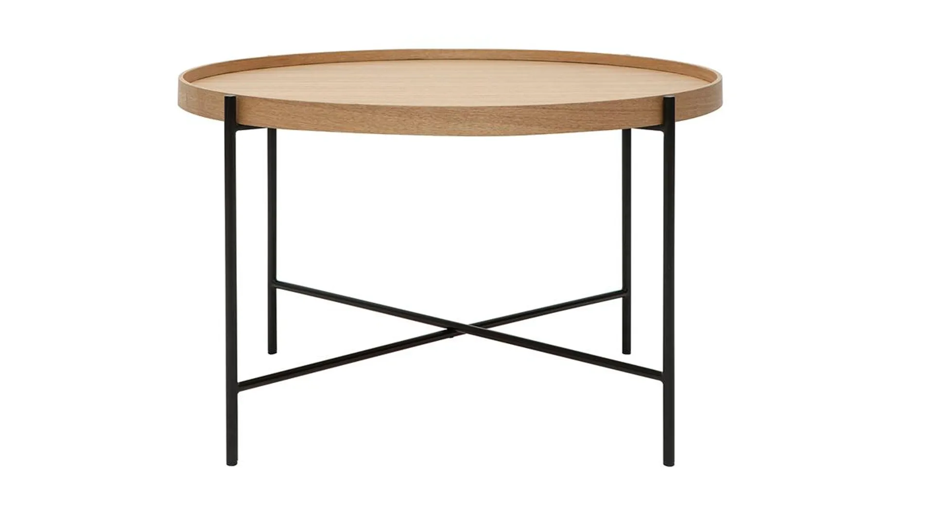 Table basse ronde bois clair et métal noir D75 cm BASSY